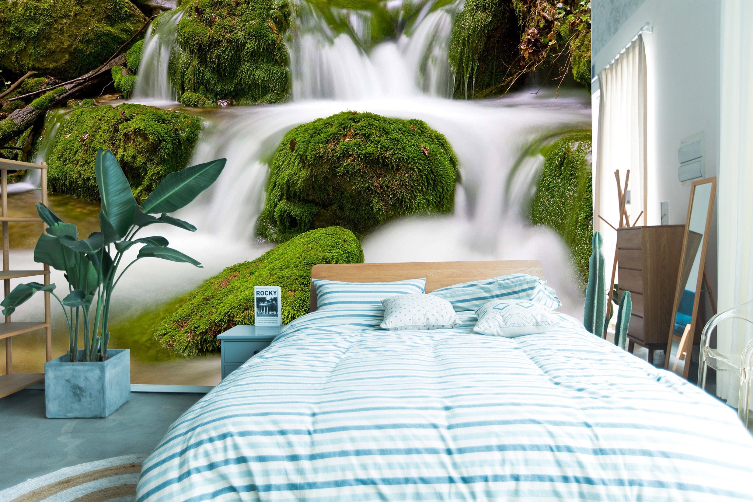 3D Waterfall Stones 1722 Wall Murals Wallpaper AJ Wallpaper 2 
