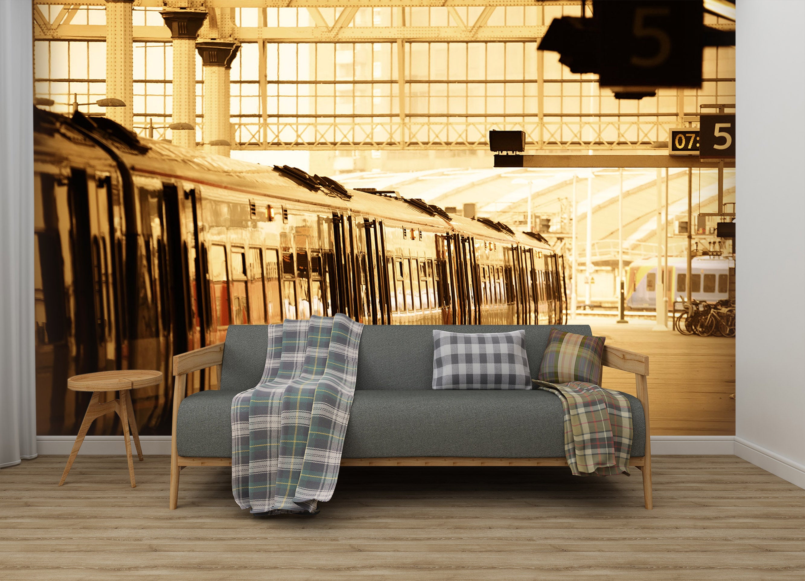 3D Sunset Train Station 028 Vehicle Wall Murals