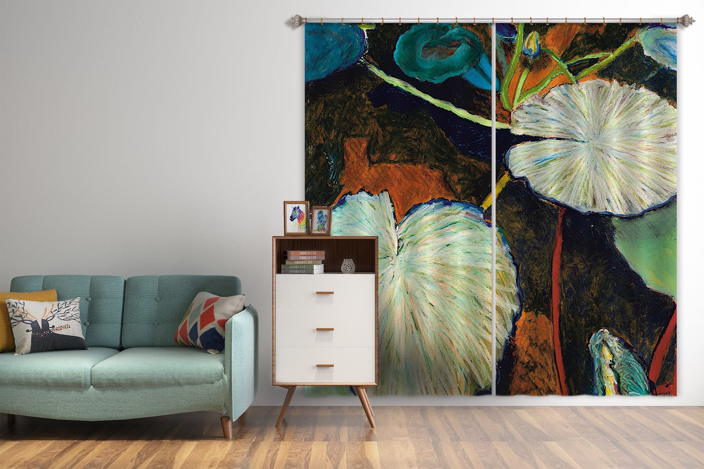 3D Painted Lotus Leaf 282 Allan P. Friedlander Curtain Curtains Drapes Curtains AJ Creativity Home 