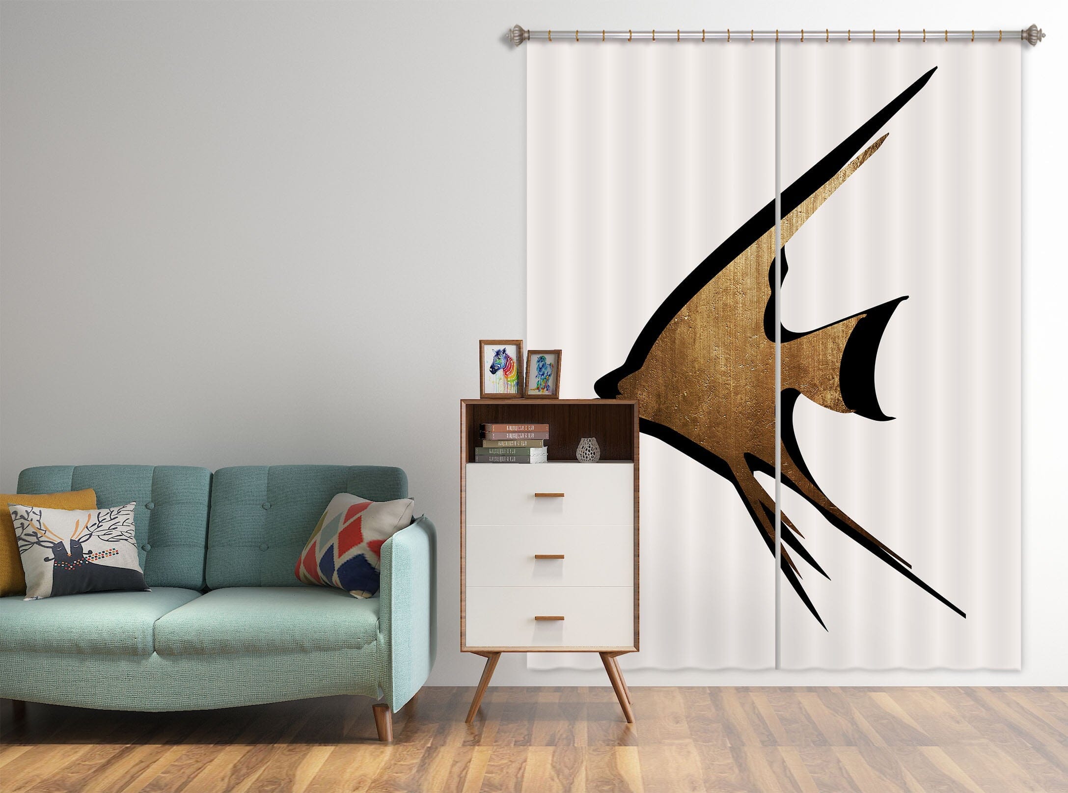 3D Gold Fish 1048 Boris Draschoff Curtain Curtains Drapes Curtains AJ Creativity Home 