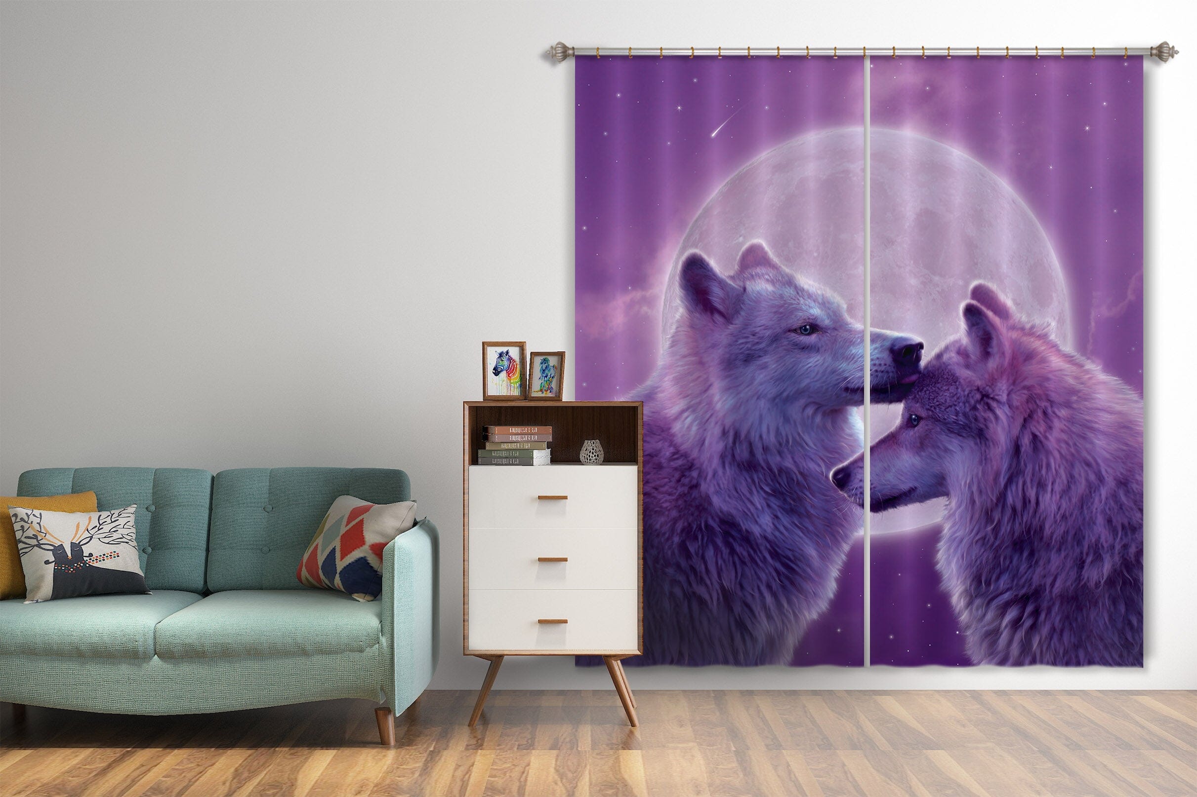 3D Loving Wolves 049 Vincent Hie Curtain Curtains Drapes Curtains AJ Creativity Home 