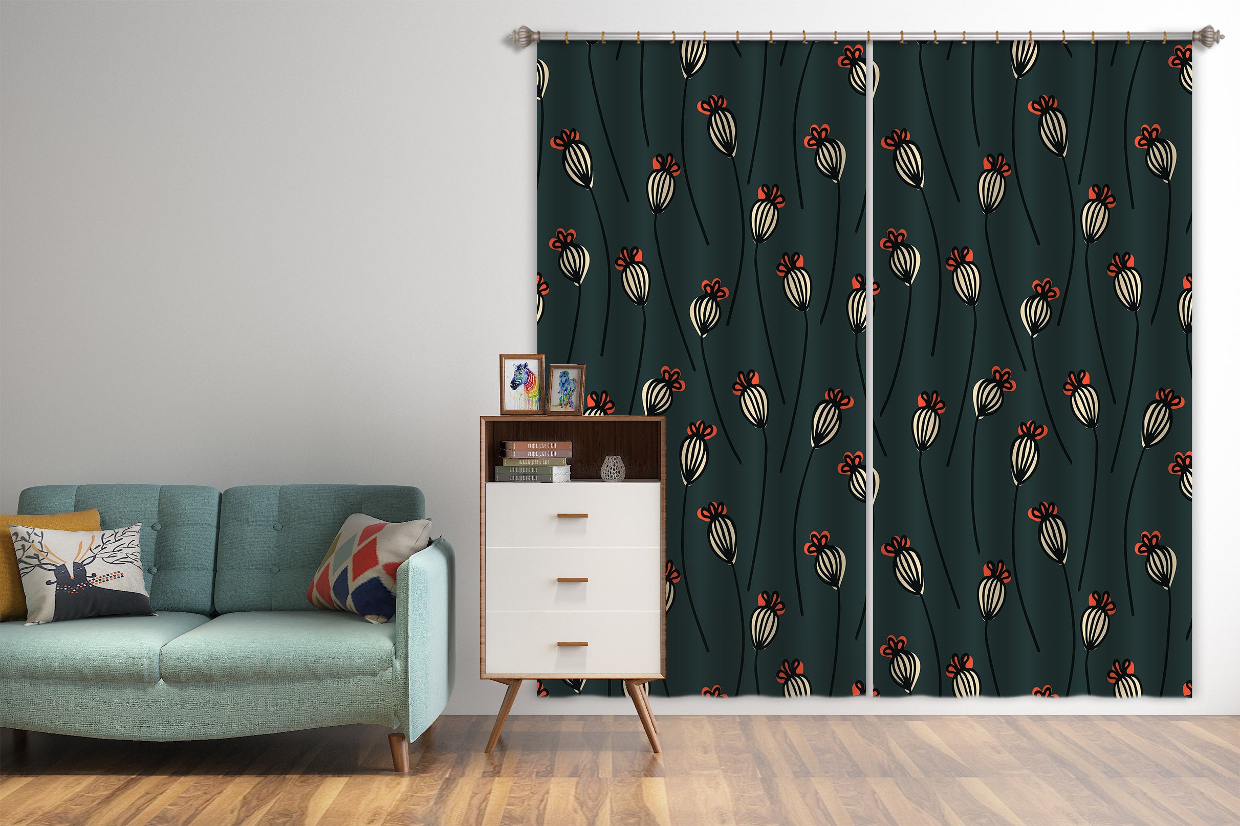 3D Flower Vine 11199 Kashmira Jayaprakash Curtain Curtains Drapes