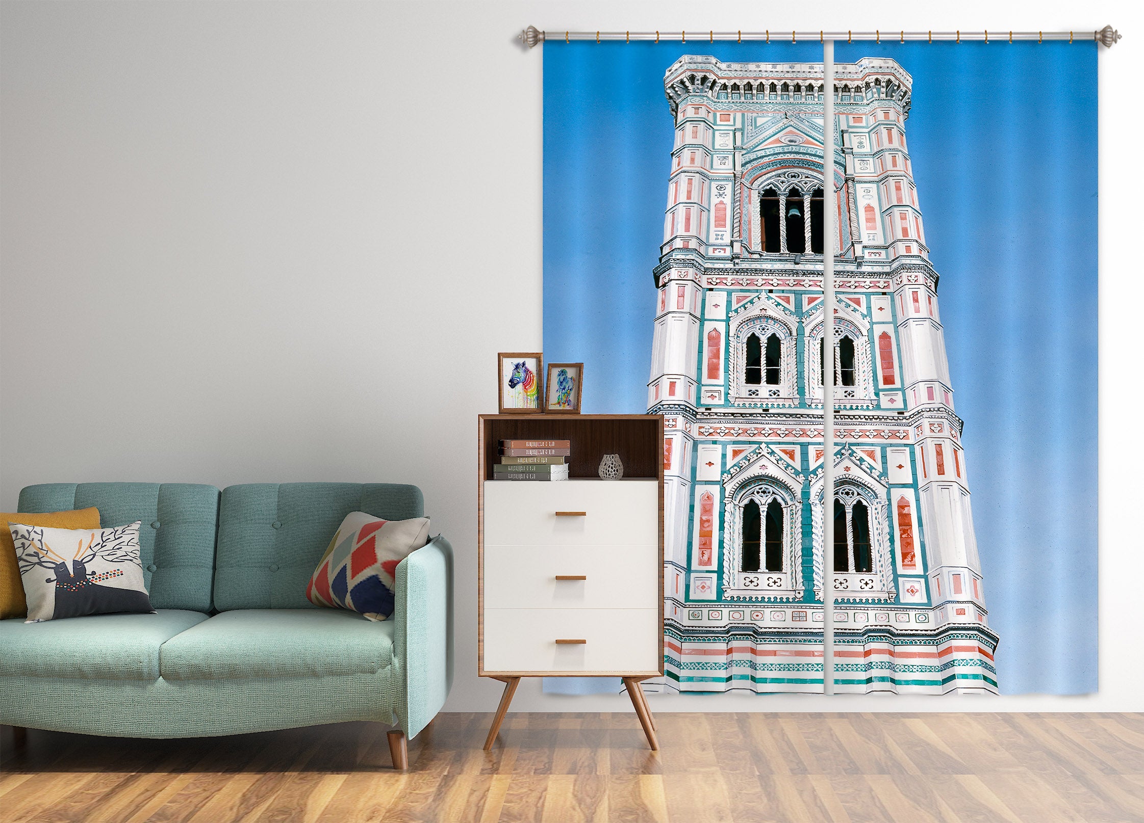 3D White Building 11002 Matthew Holden Bates Curtain Curtains Drapes