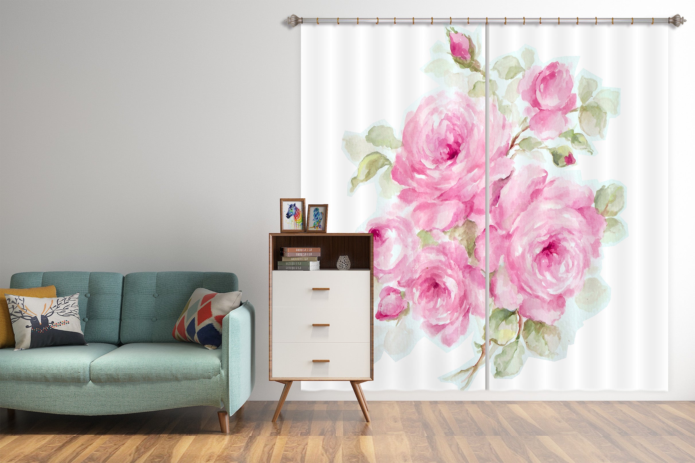 3D Flower Pink 3066 Debi Coules Curtain Curtains Drapes