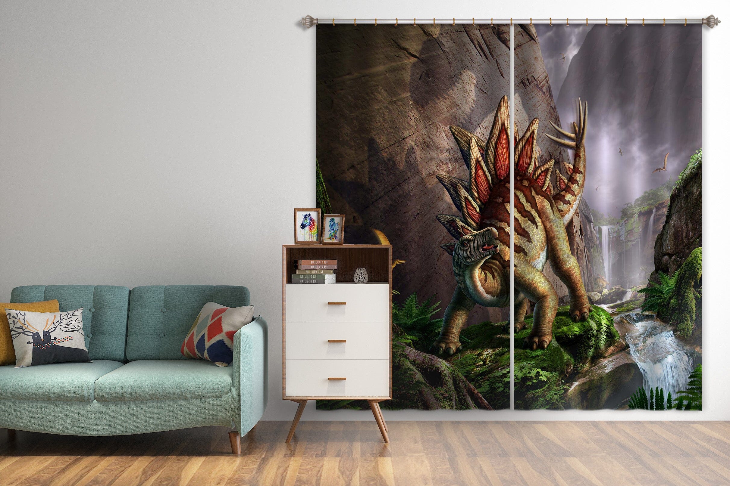 3D Fierce Dinosaur 041 Jerry LoFaro Curtain Curtains Drapes Curtains AJ Creativity Home 