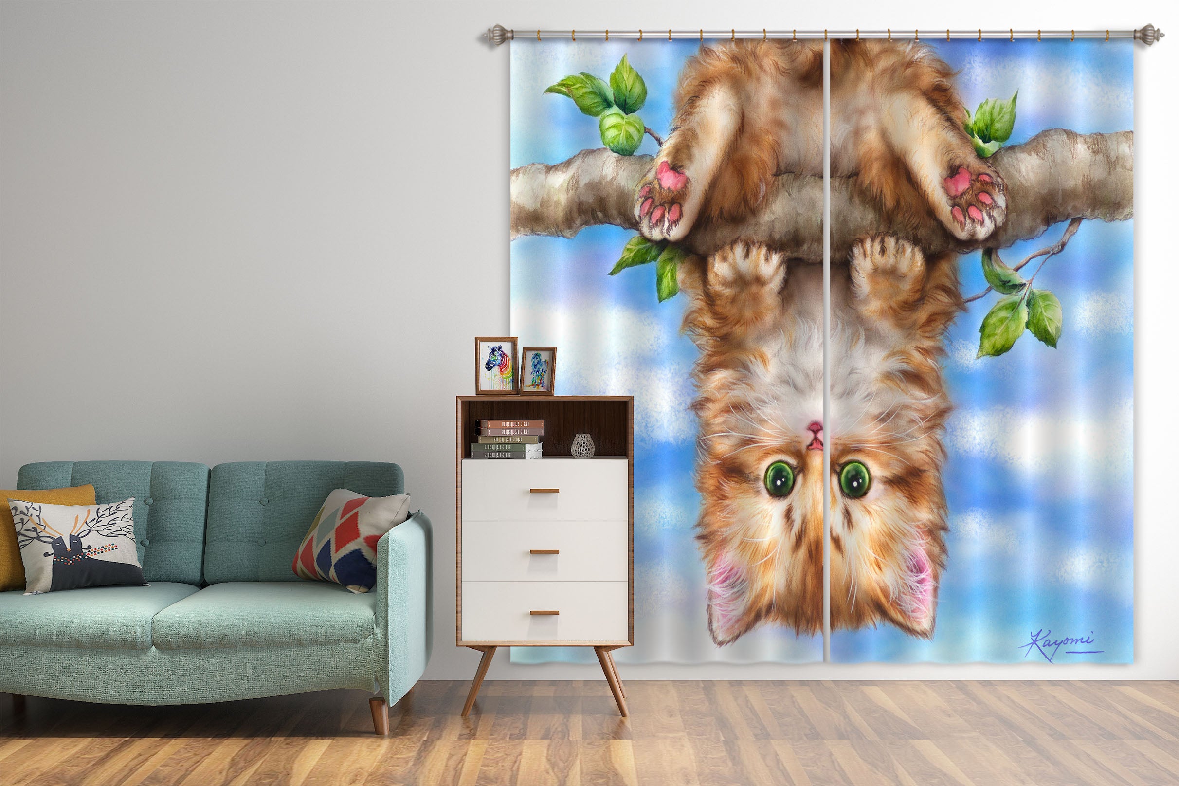 3D Cat Branch 9078 Kayomi Harai Curtain Curtains Drapes