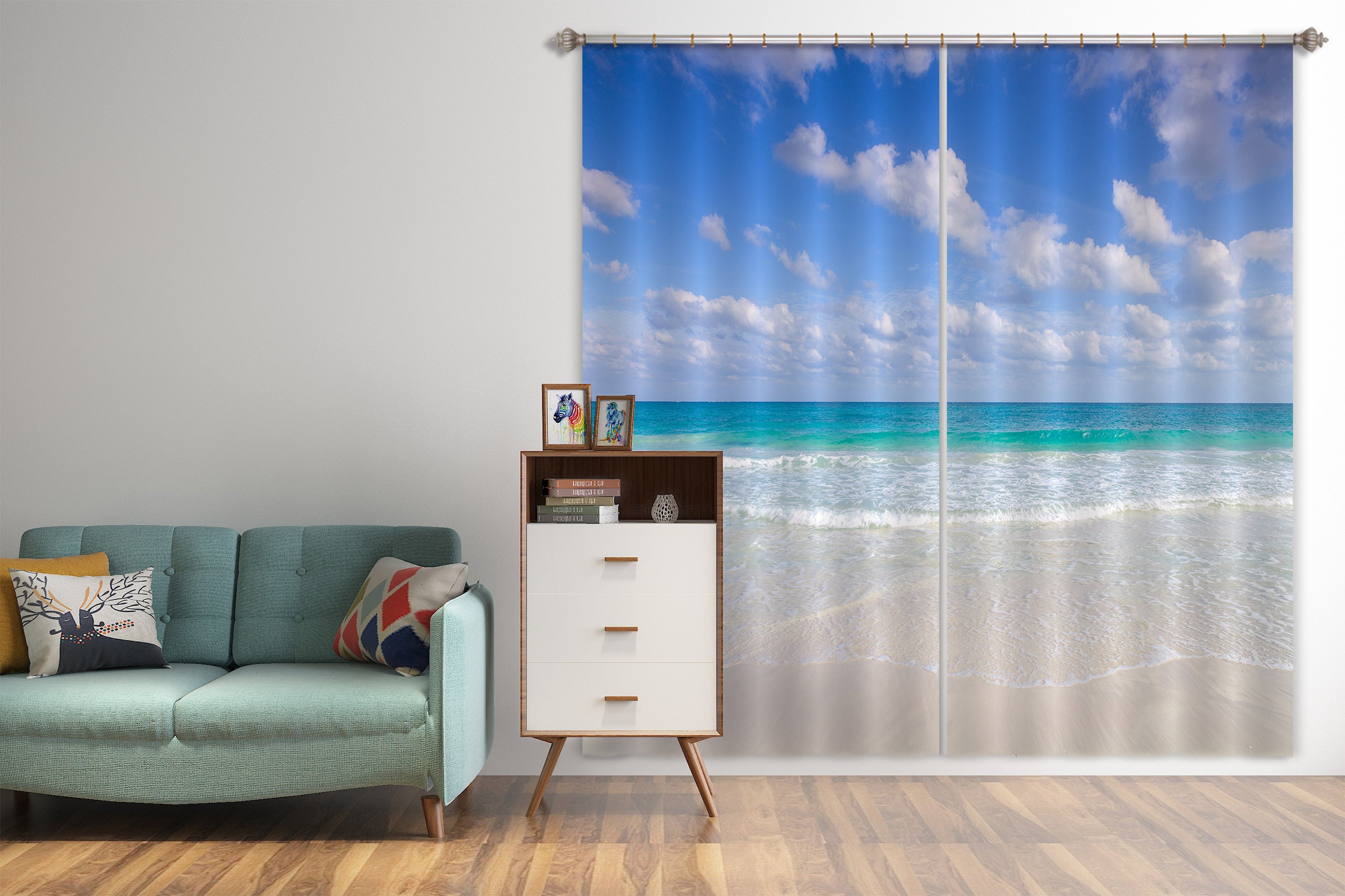 3D Beach Waves 6538 Assaf Frank Curtain Curtains Drapes