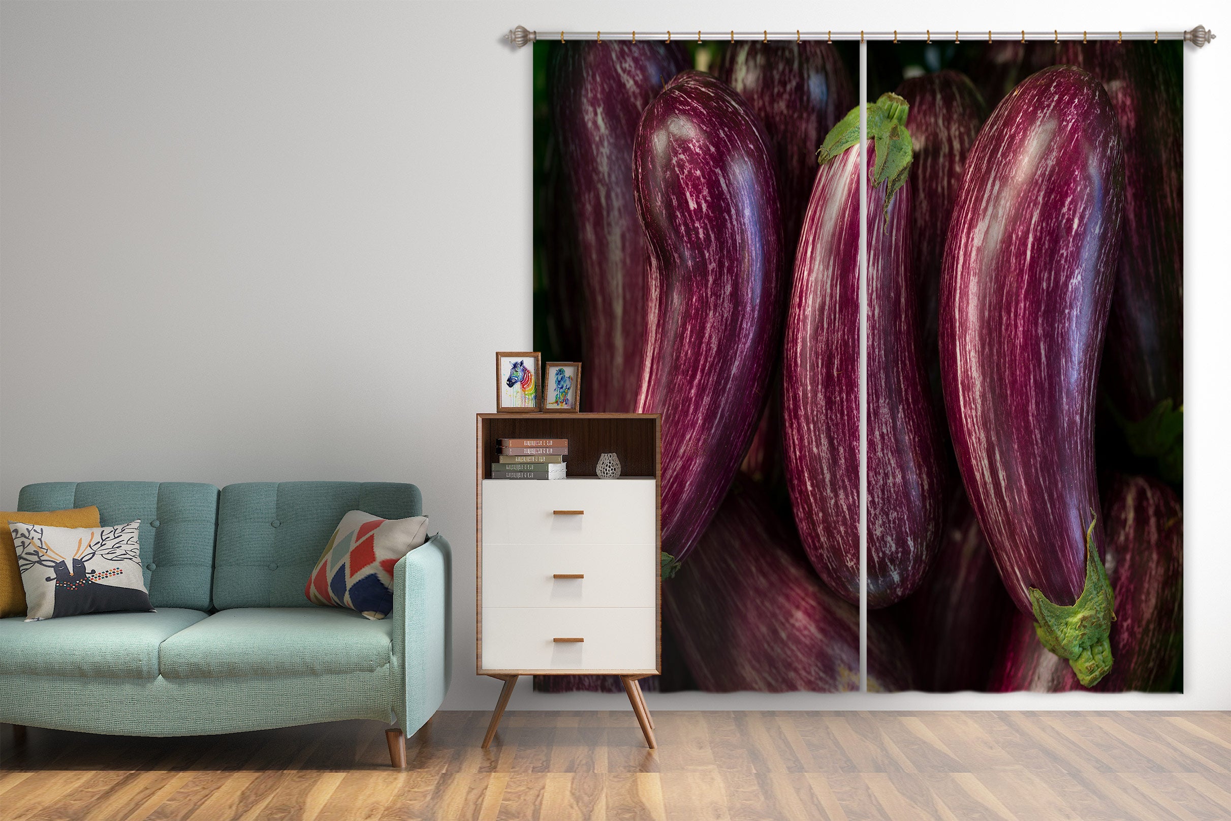 3D Vegetable Eggplant 6558 Assaf Frank Curtain Curtains Drapes