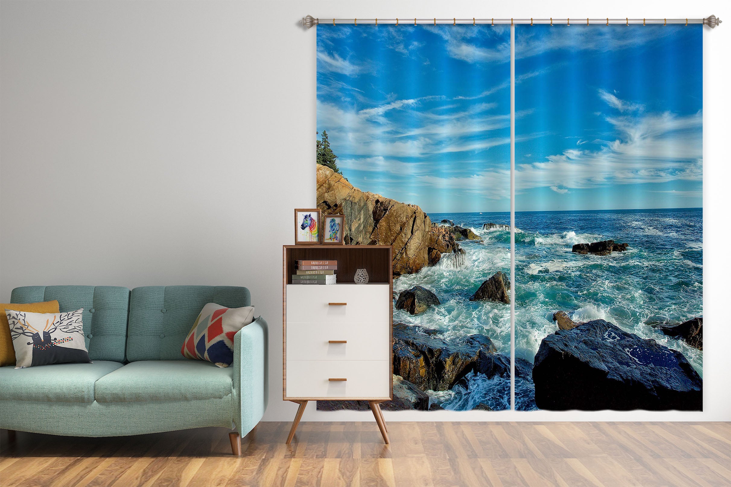3D Seaside Stones 61207 Kathy Barefield Curtain Curtains Drapes