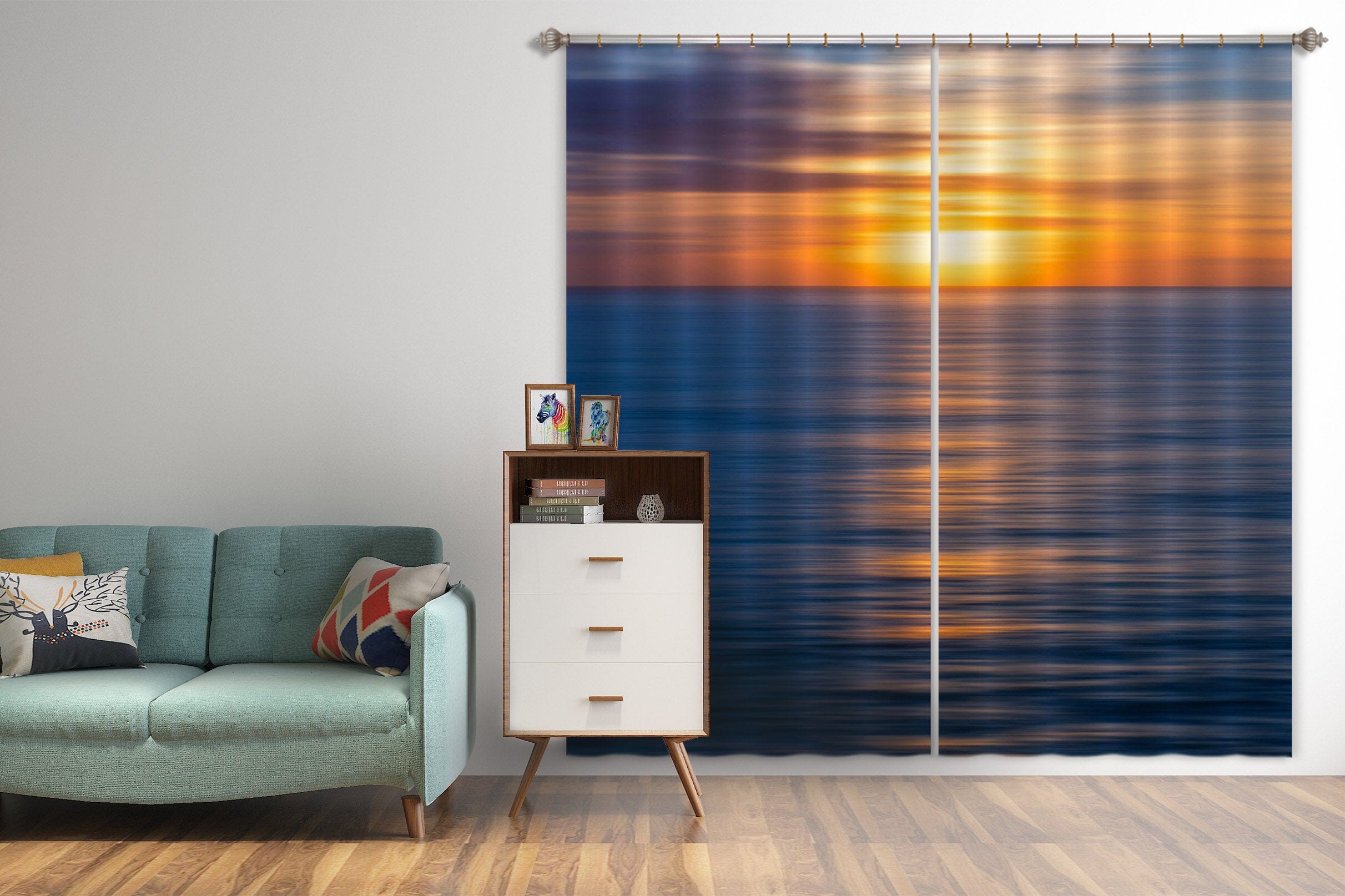 3D Sunset Sea 199 Marco Carmassi Curtain Curtains Drapes Curtains AJ Creativity Home 