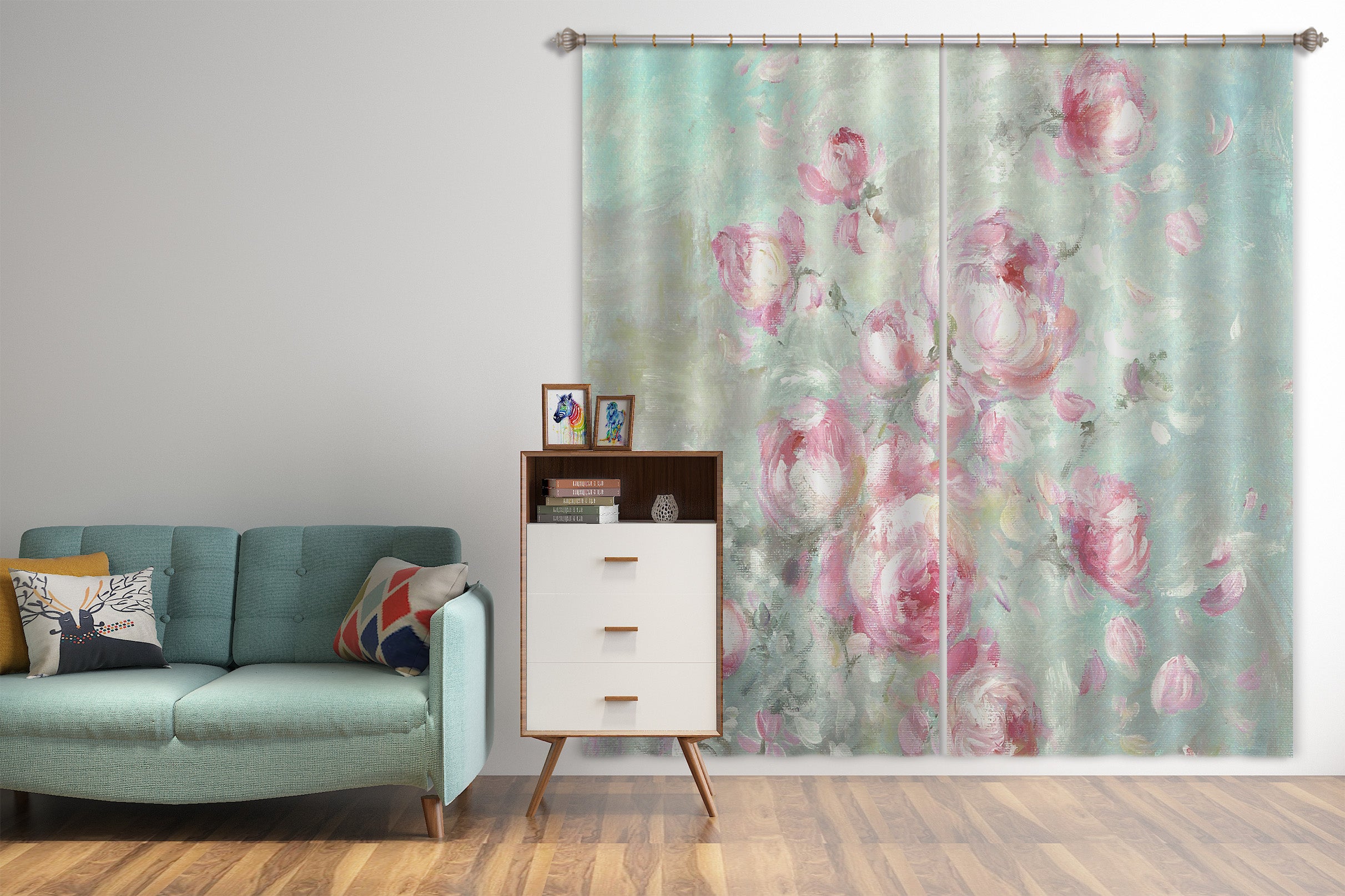 3D Pink Petals Flower Bush 3096 Debi Coules Curtain Curtains Drapes
