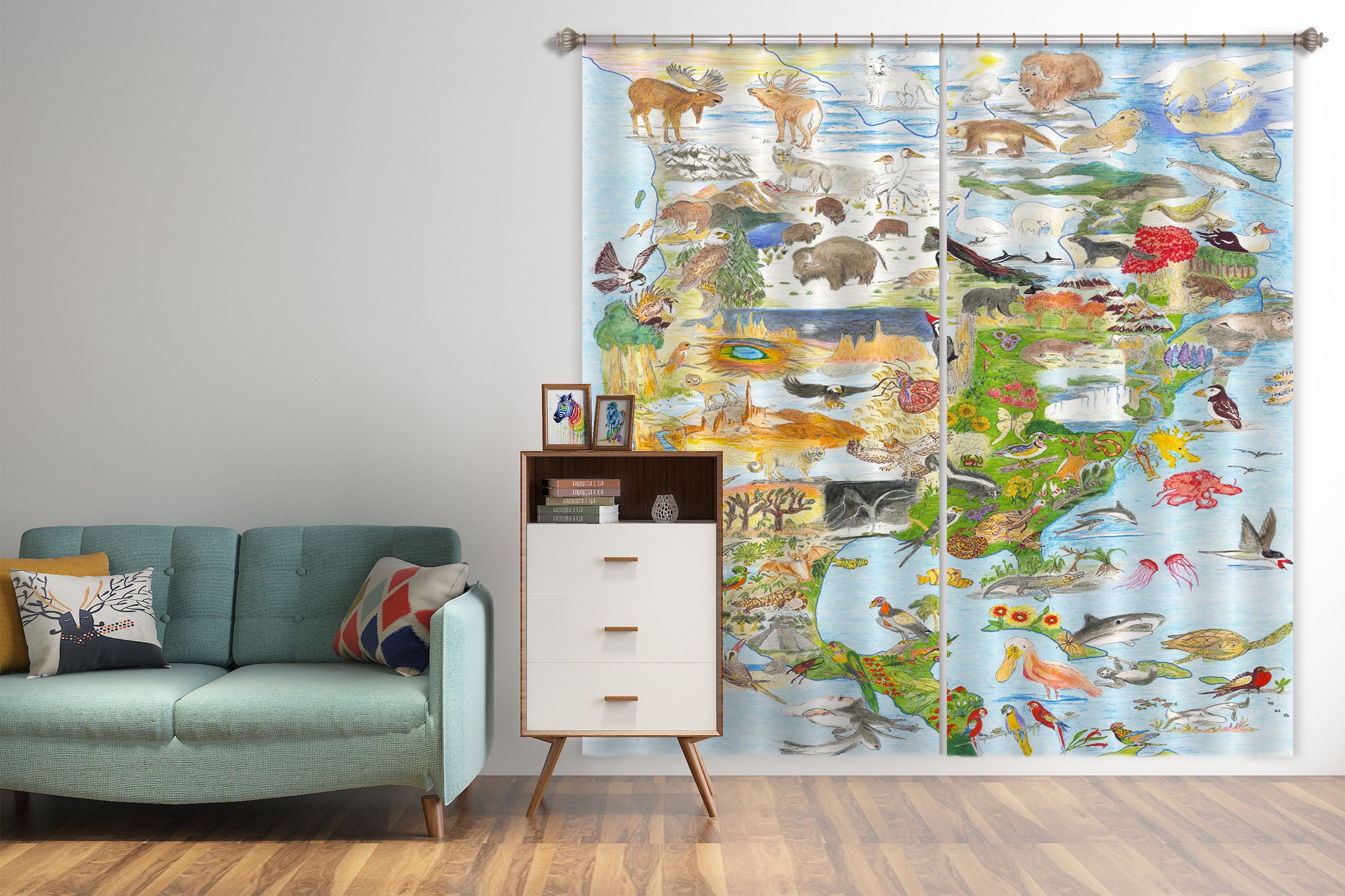 3D Animal Family 053 Michael Sewell Curtain Curtains Drapes