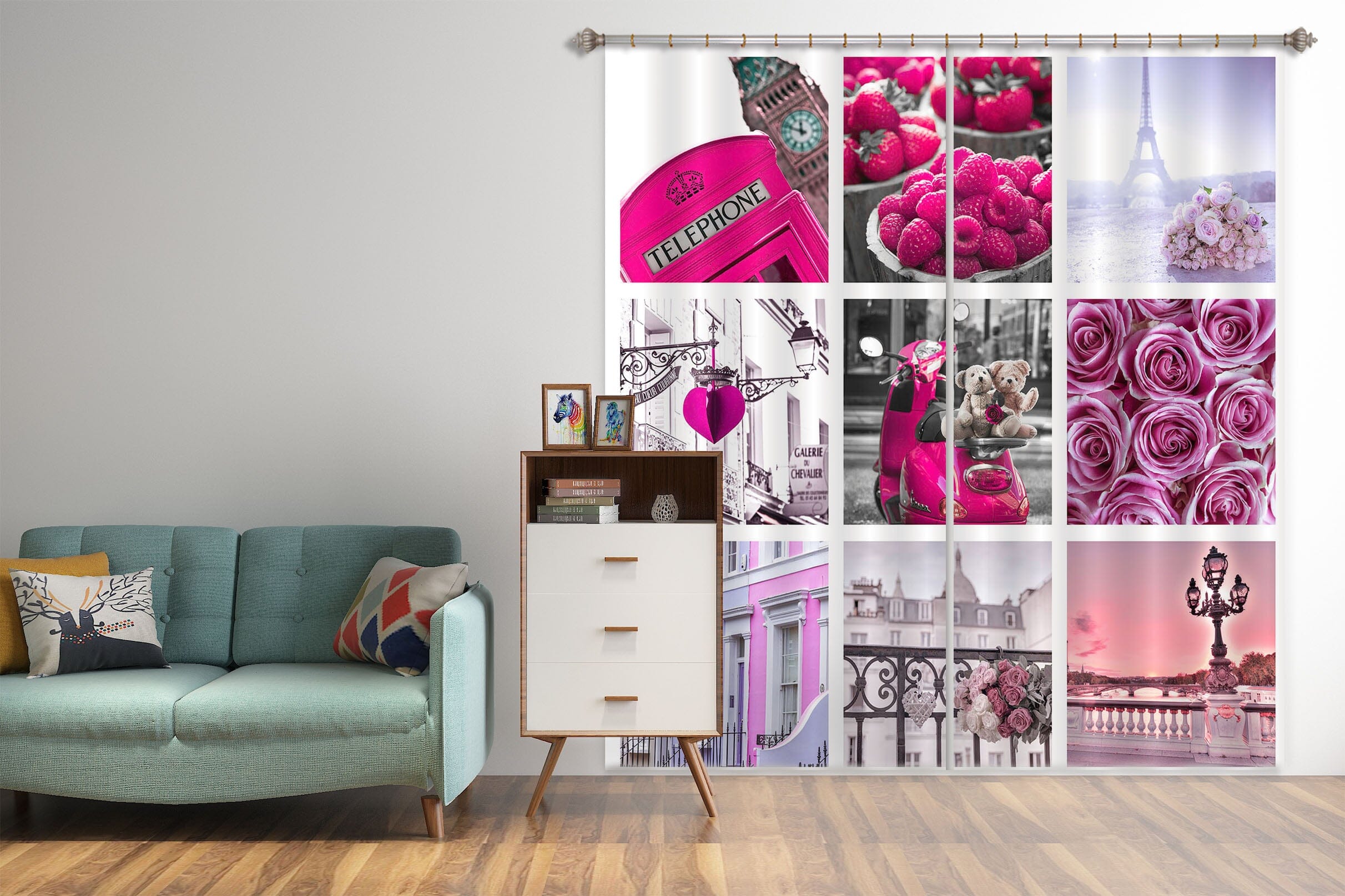 3D Pink Gift 236 Assaf Frank Curtain Curtains Drapes Curtains AJ Creativity Home 
