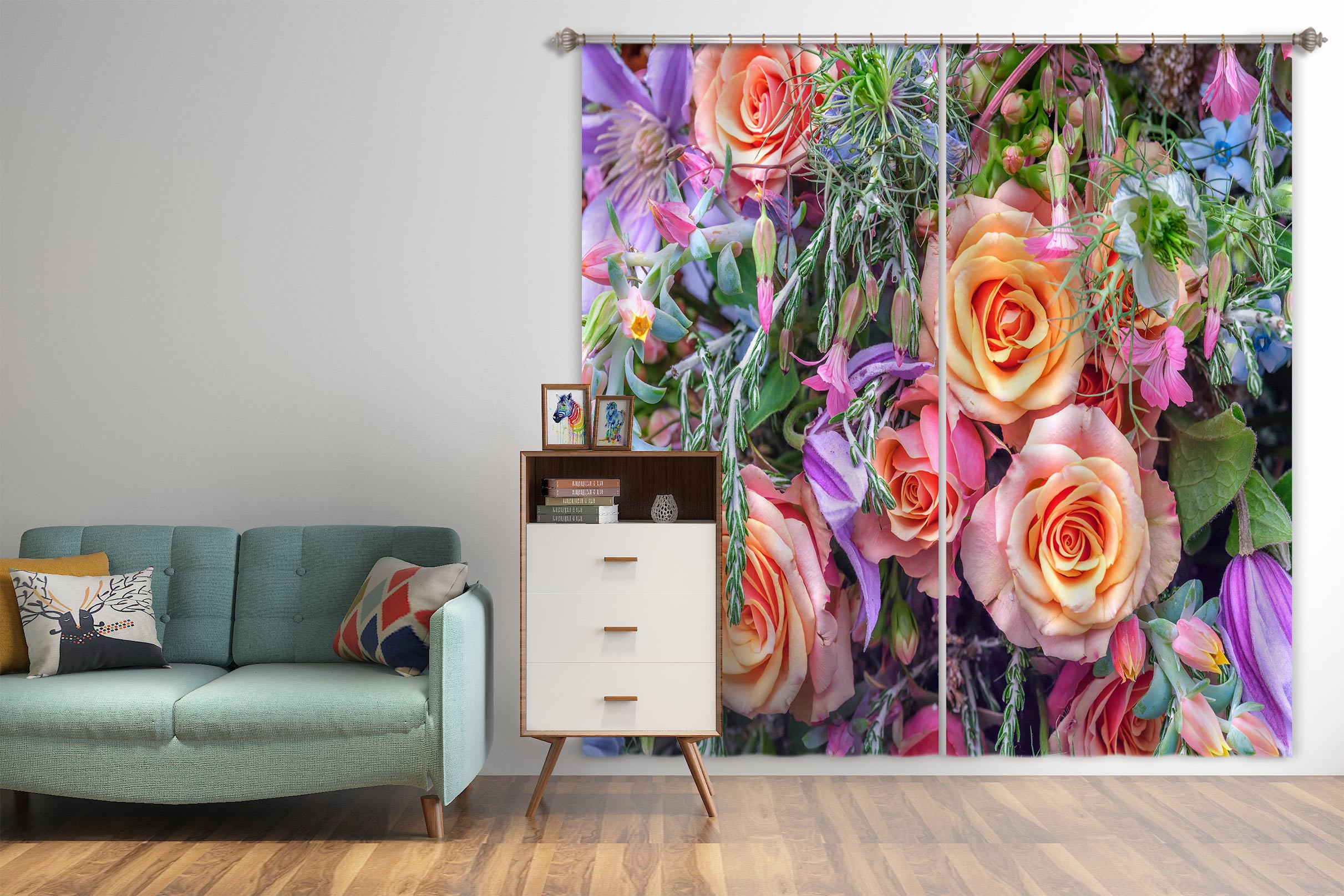 3D Bright Rose 6569 Assaf Frank Curtain Curtains Drapes