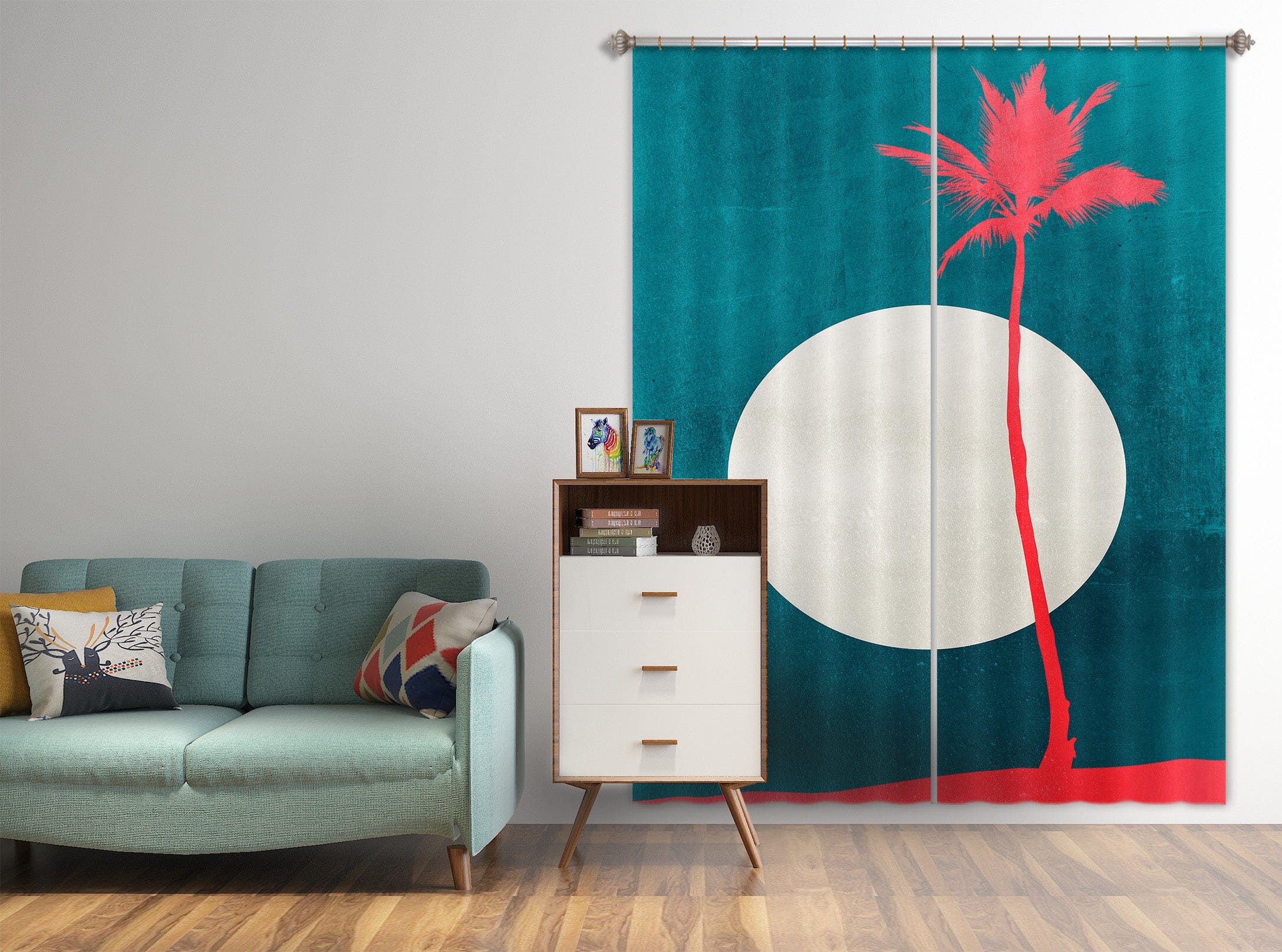 3D Pink Coconut Tree 1021 Boris Draschoff Curtain Curtains Drapes Curtains AJ Creativity Home 