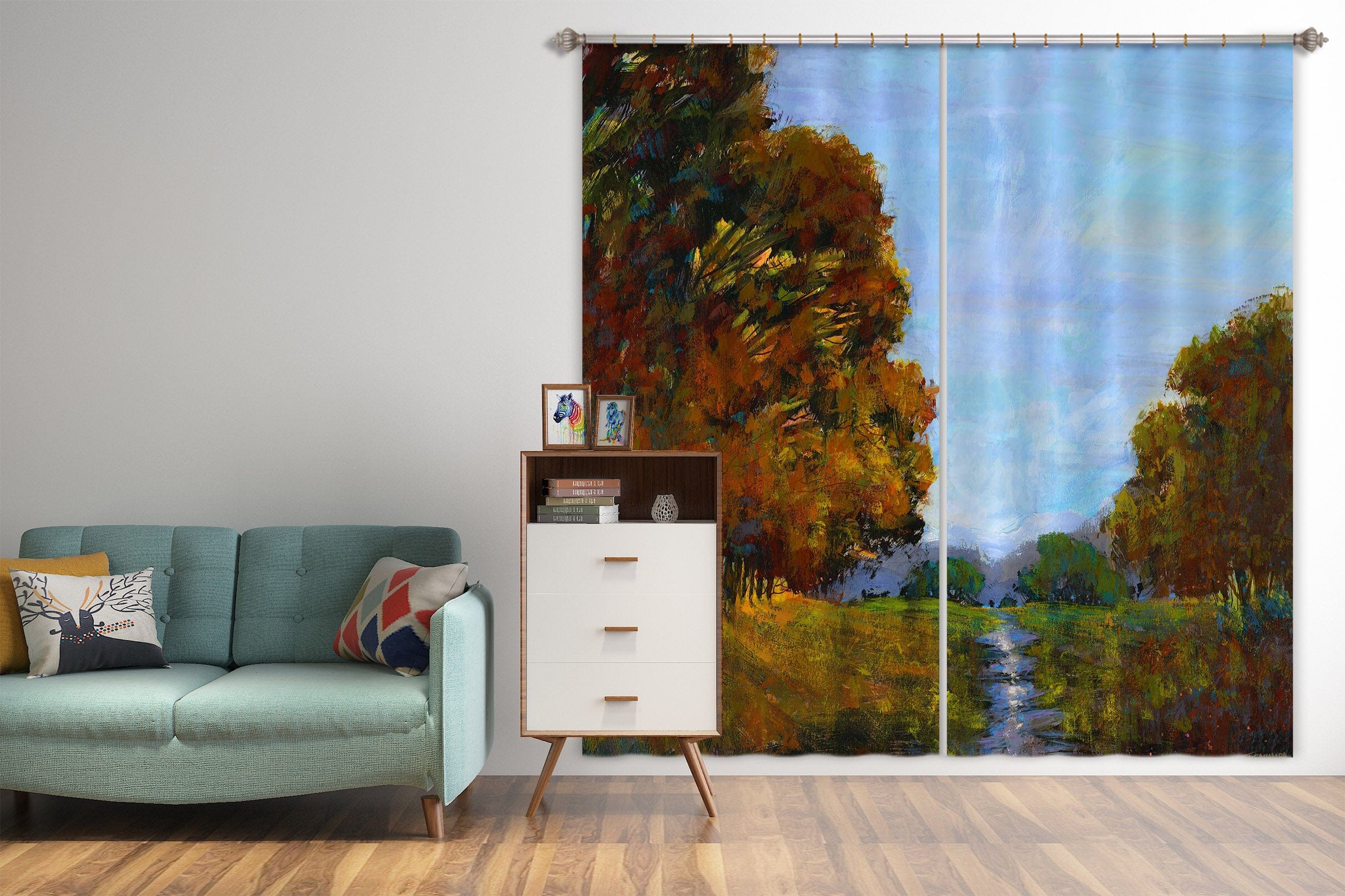 3D Winding River 217 Michael Tienhaara Curtain Curtains Drapes Curtains AJ Creativity Home 