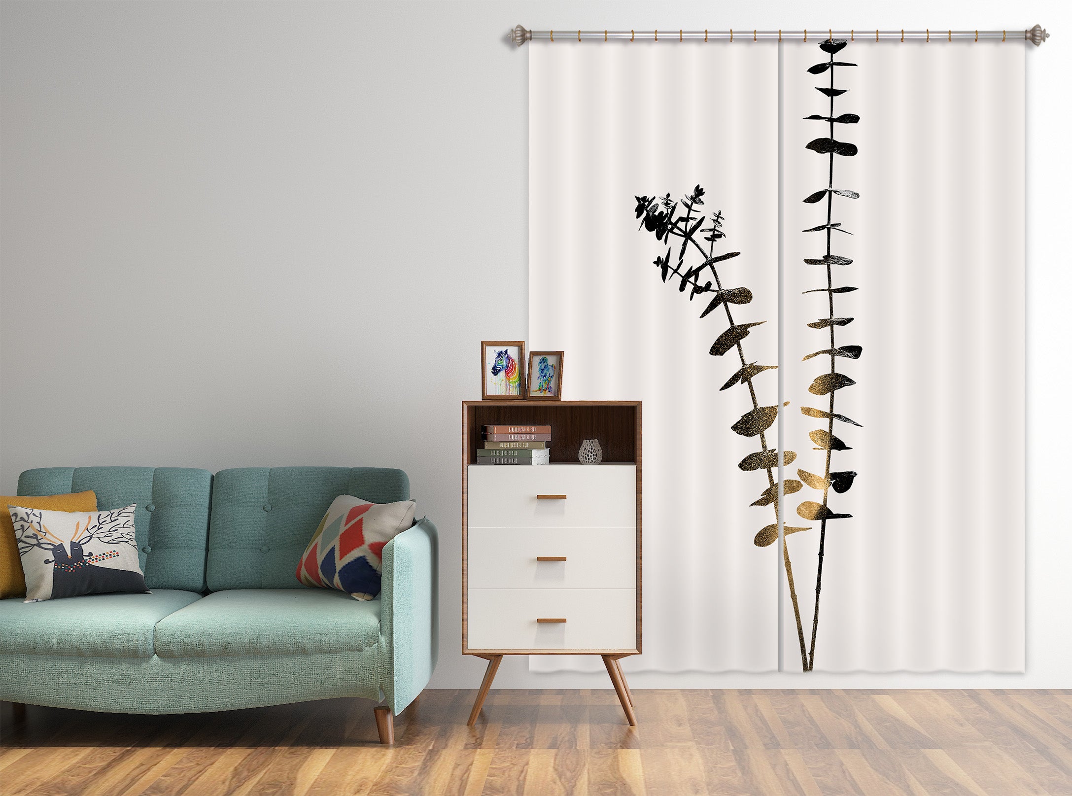 3D Painting Leaves 1042 Boris Draschoff Curtain Curtains Drapes