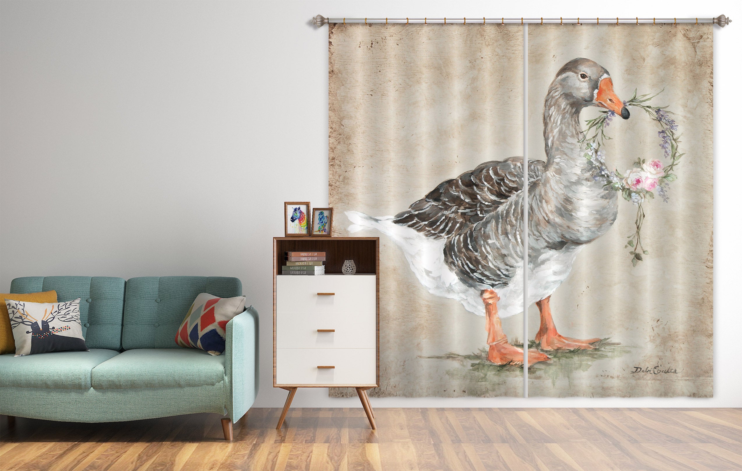 3D Goose With Wreath 2171 Debi Coules Curtain Curtains Drapes