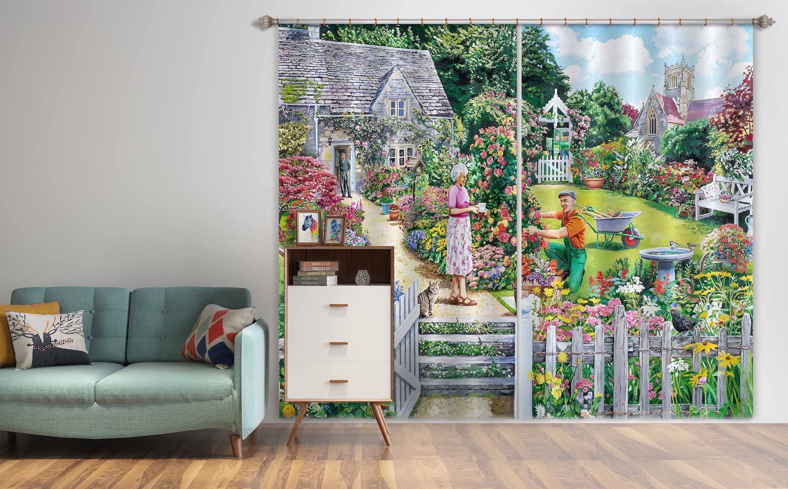 3D Cottage Garden 096 Trevor Mitchell Curtain Curtains Drapes Curtains AJ Creativity Home 