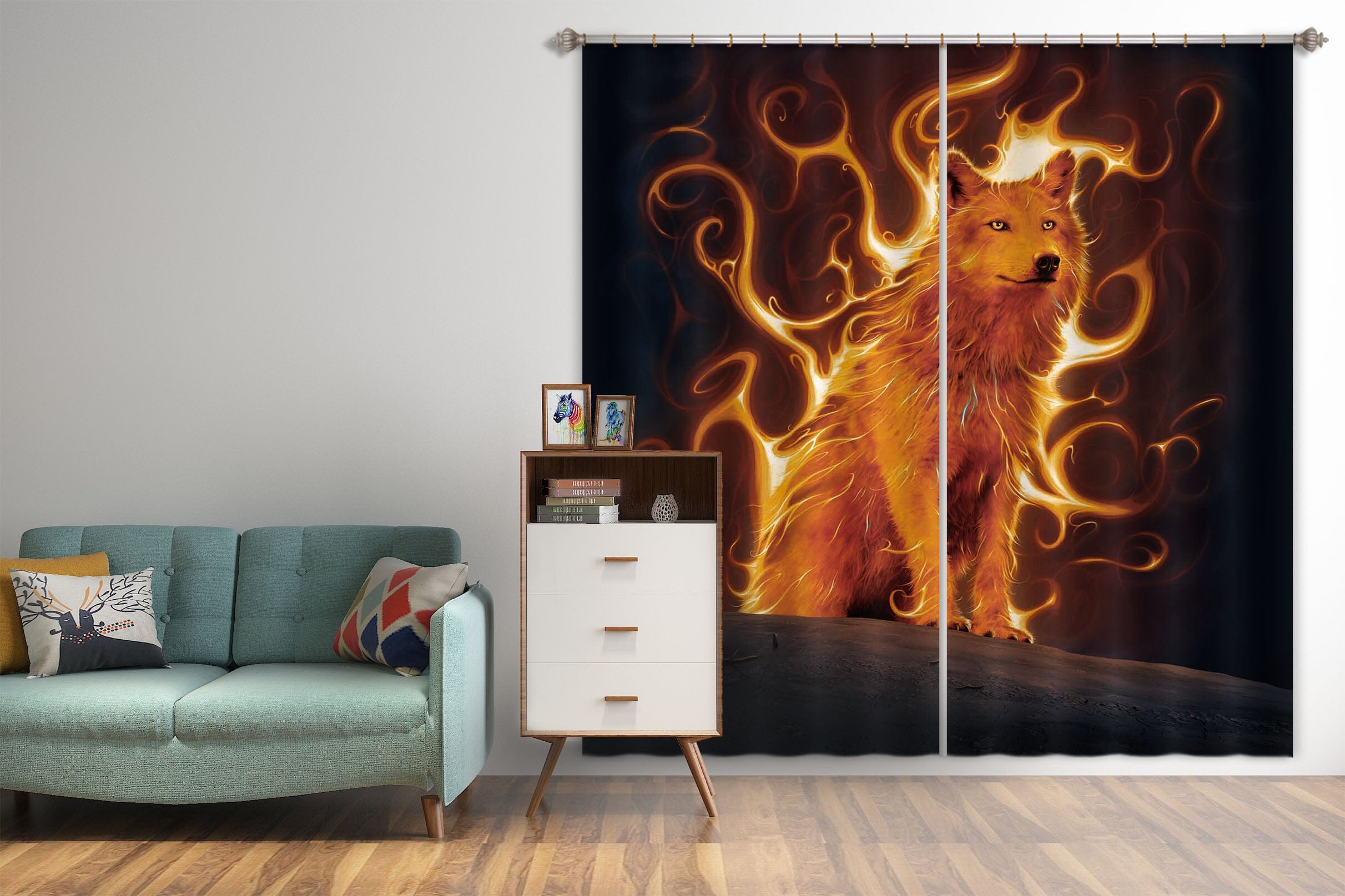 3D Phoenix Wolf Def 061 Vincent Hie Curtain Curtains Drapes Curtains AJ Creativity Home 