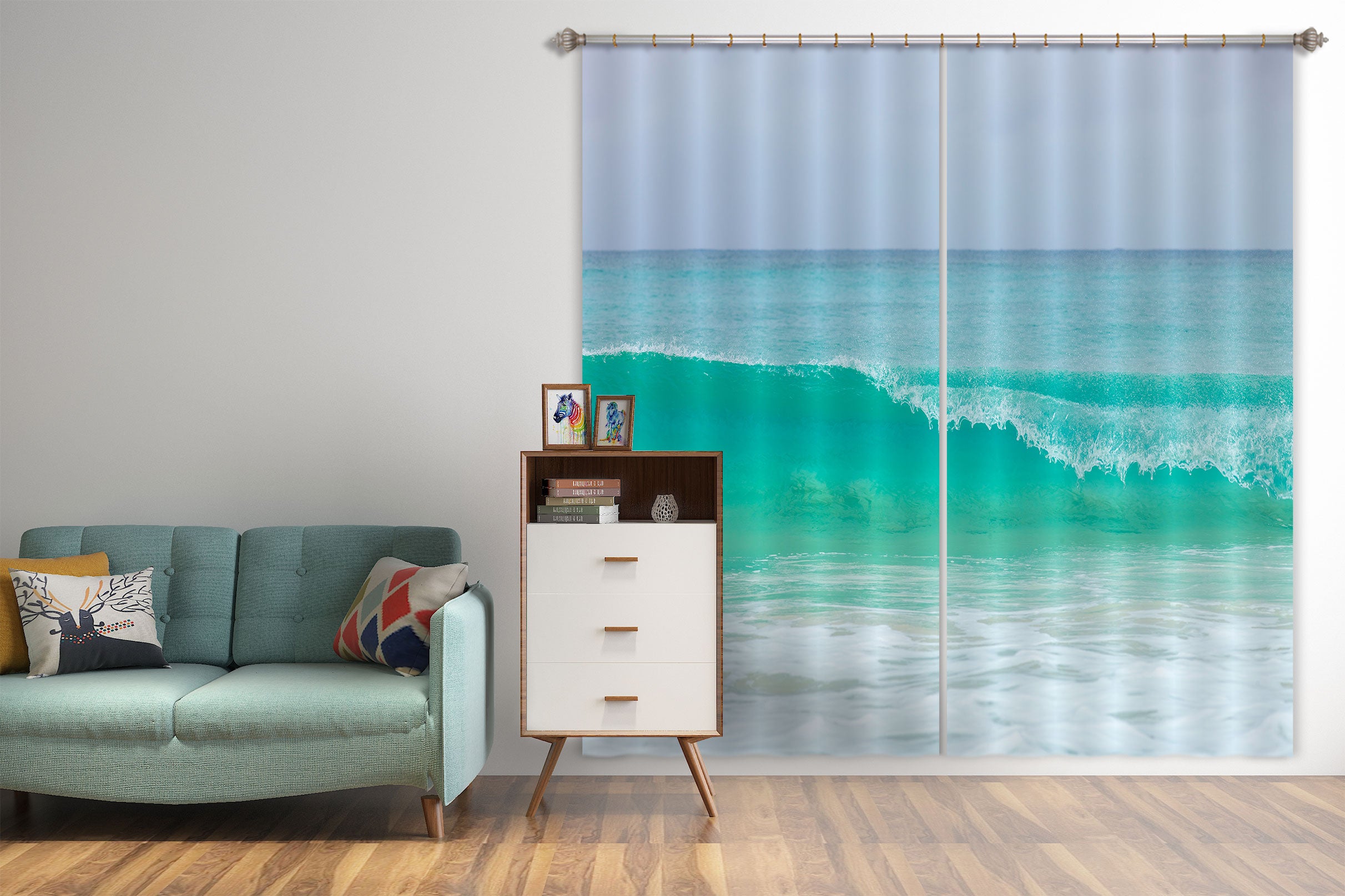 3D Blue Ocean 6531 Assaf Frank Curtain Curtains Drapes