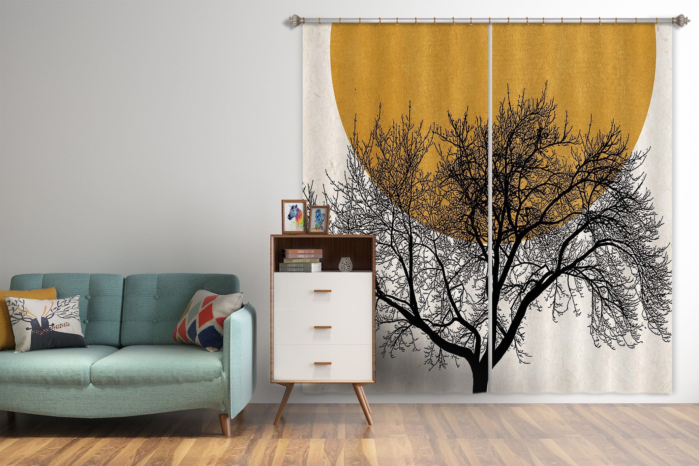3D Twig Sun 068 Boris Draschoff Curtain Curtains Drapes Curtains AJ Creativity Home 