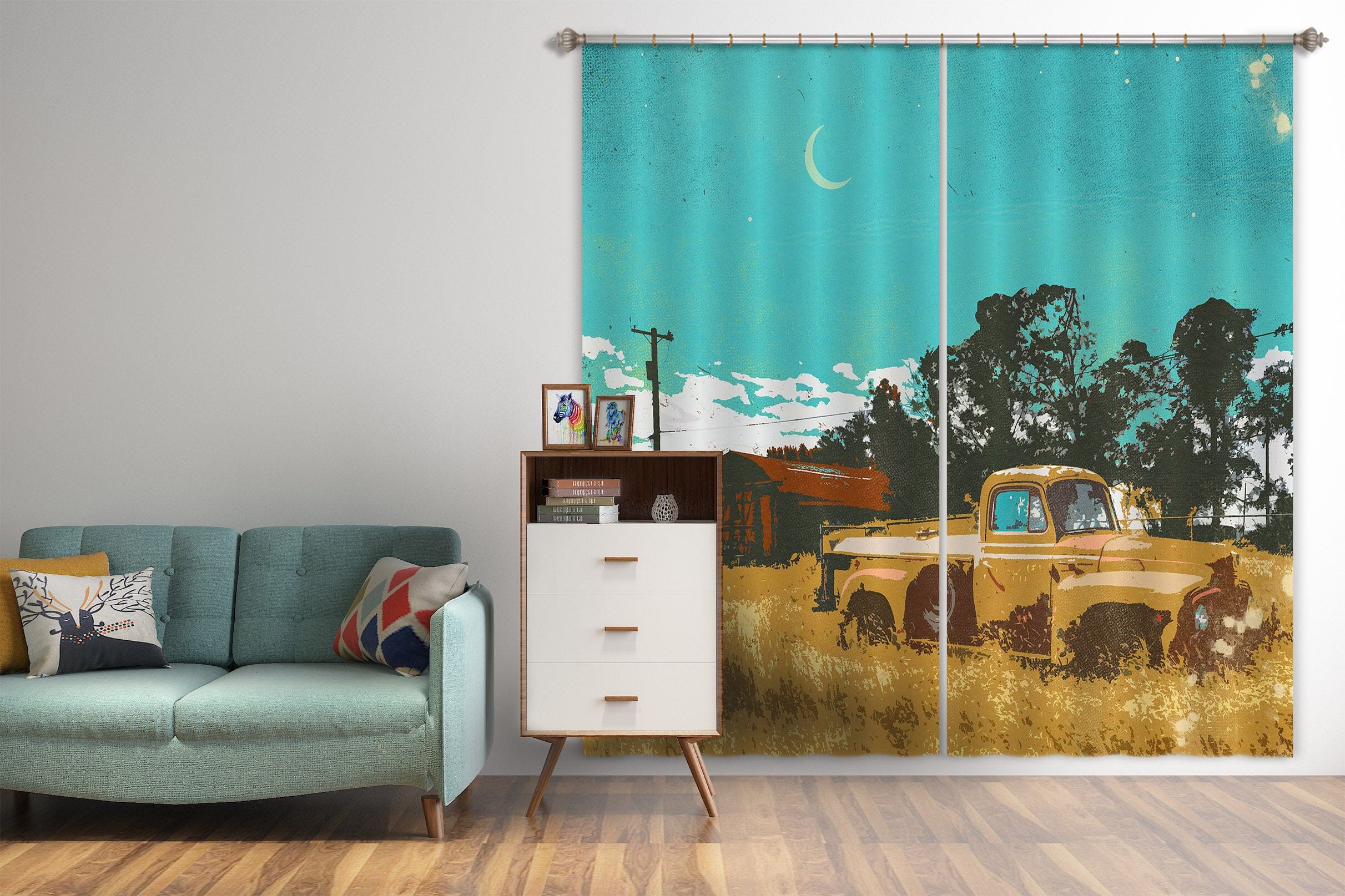 3D Prairie Car 043 Showdeer Curtain Curtains Drapes Curtains AJ Creativity Home 