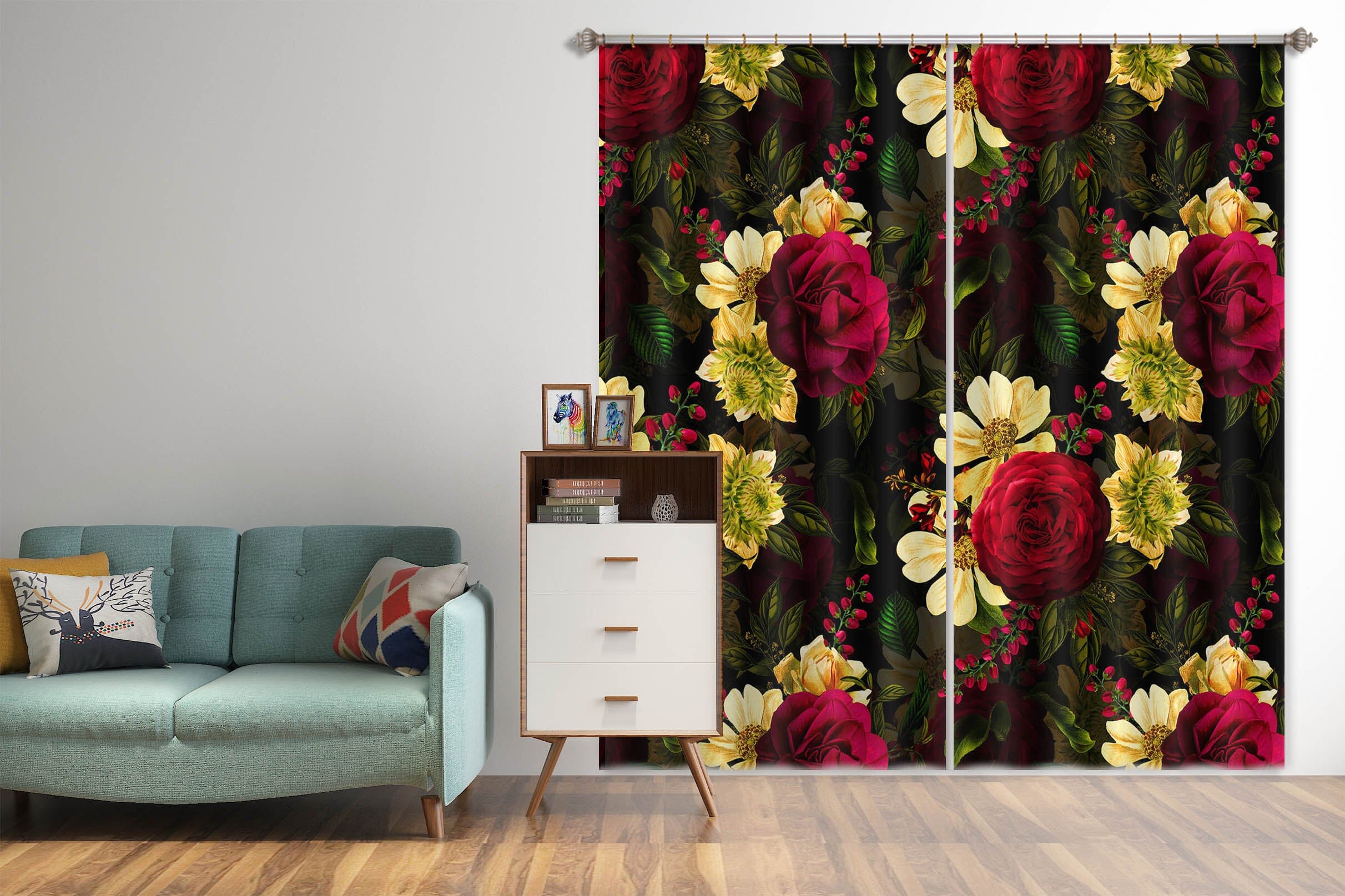 3D Beautiful Flowers 104 Uta Naumann Curtain Curtains Drapes Curtains AJ Creativity Home 