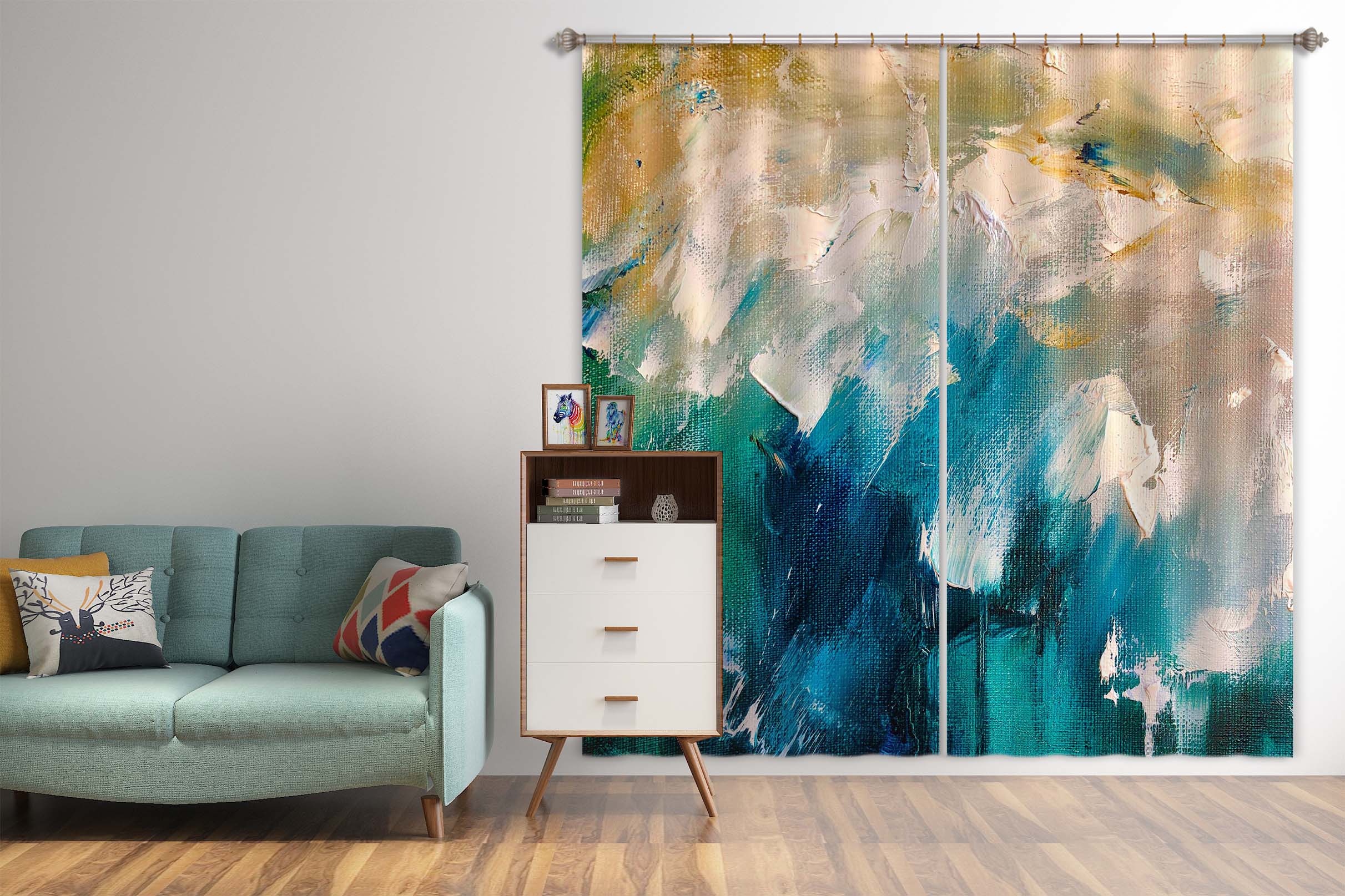 3D Blue Pigment 2396 Skromova Marina Curtain Curtains Drapes