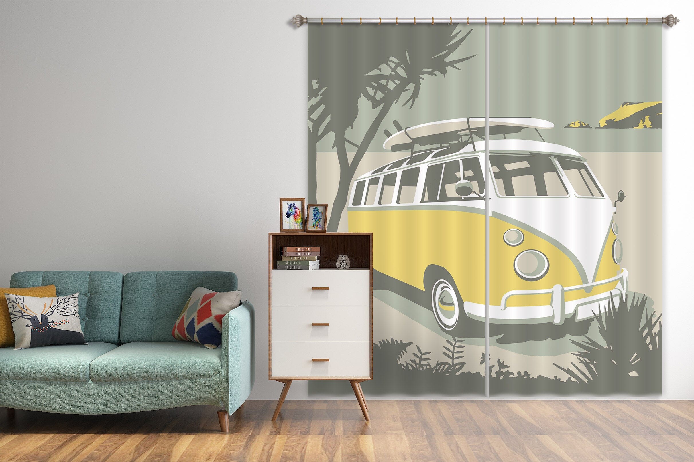 3D Polzeath Camper 131 Steve Read Curtain Curtains Drapes Curtains AJ Creativity Home 