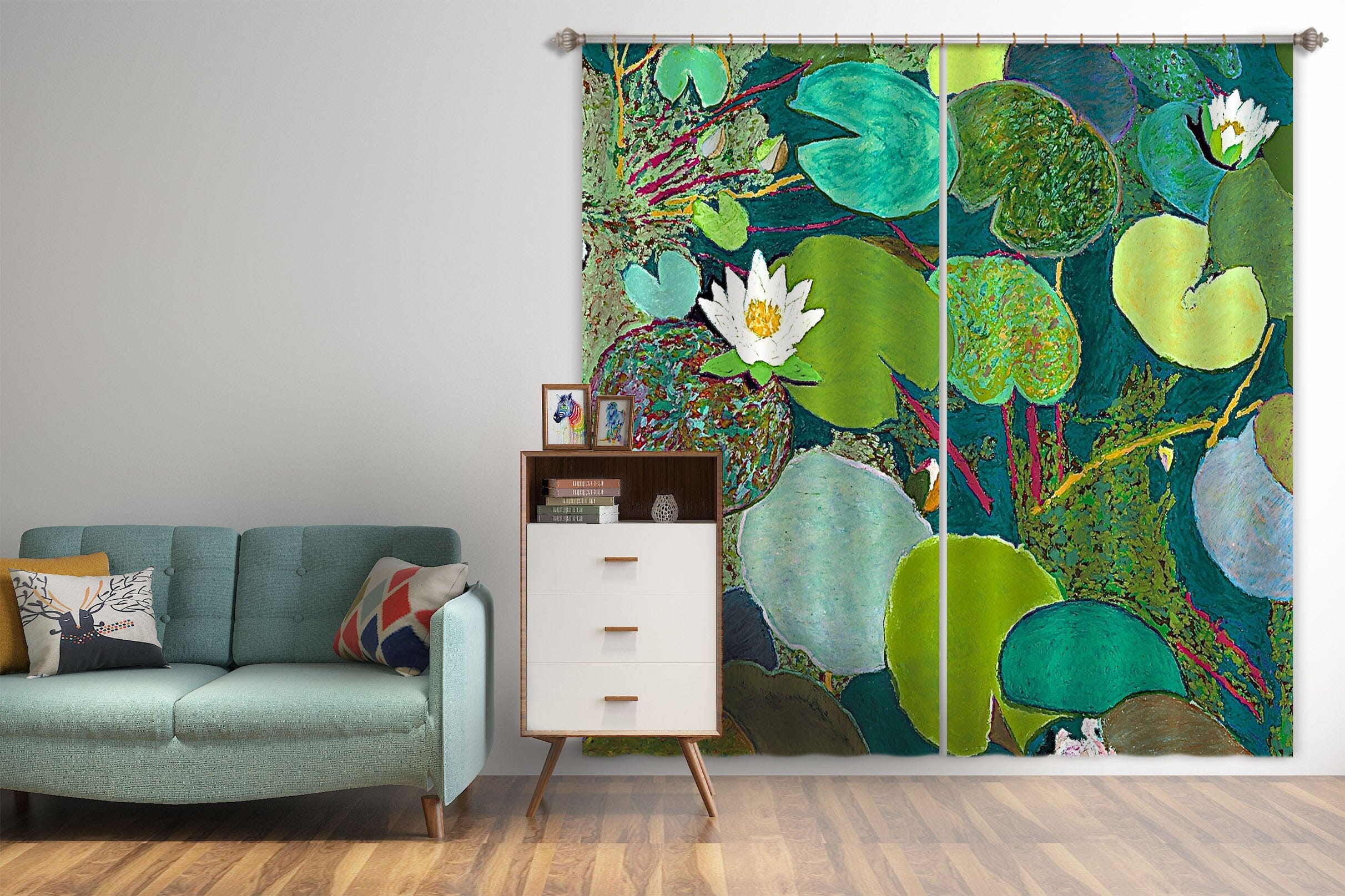 3D Lotus Pond 227 Allan P. Friedlander Curtain Curtains Drapes Curtains AJ Creativity Home 