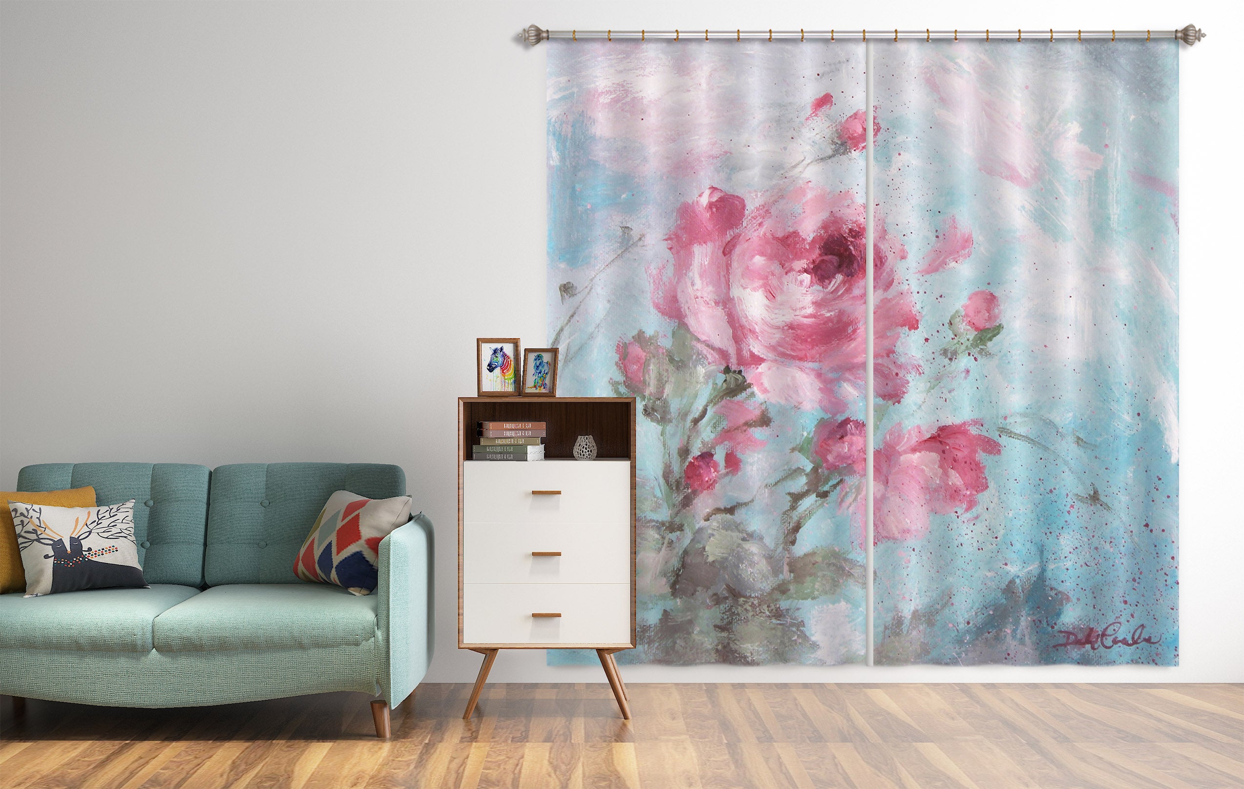 3D Pink Rose Flowers 2211 Debi Coules Curtain Curtains Drapes