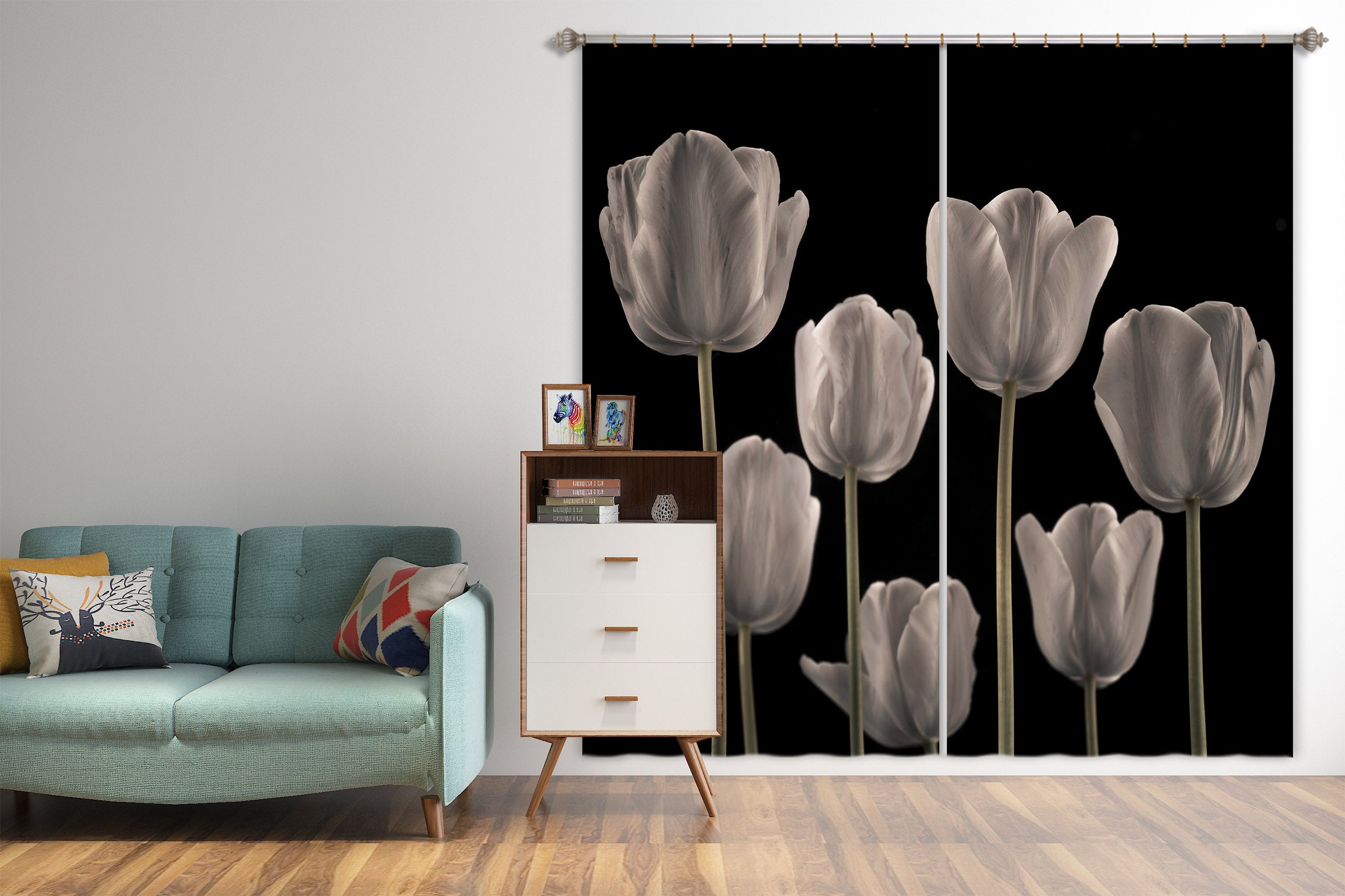 3D White Bud 6309 Assaf Frank Curtain Curtains Drapes