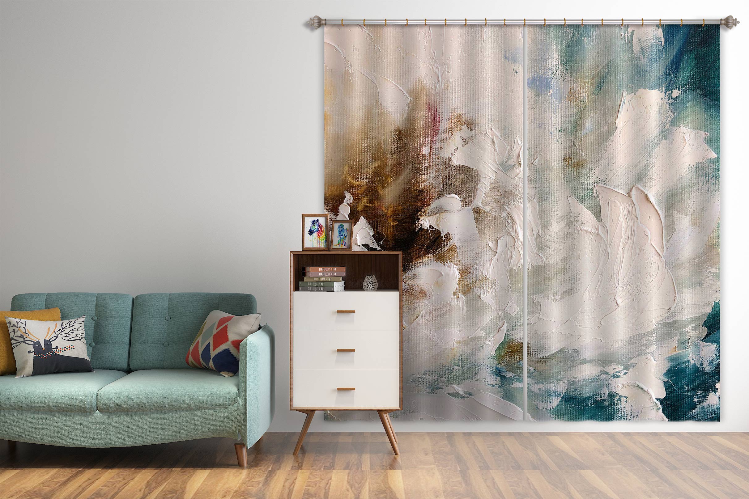 3D White Pigment 375 Skromova Marina Curtain Curtains Drapes