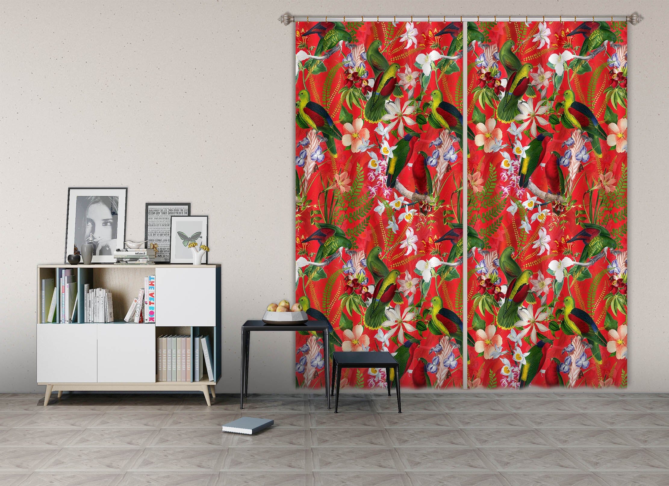 3D Red Painted 125 Uta Naumann Curtain Curtains Drapes Curtains AJ Creativity Home 