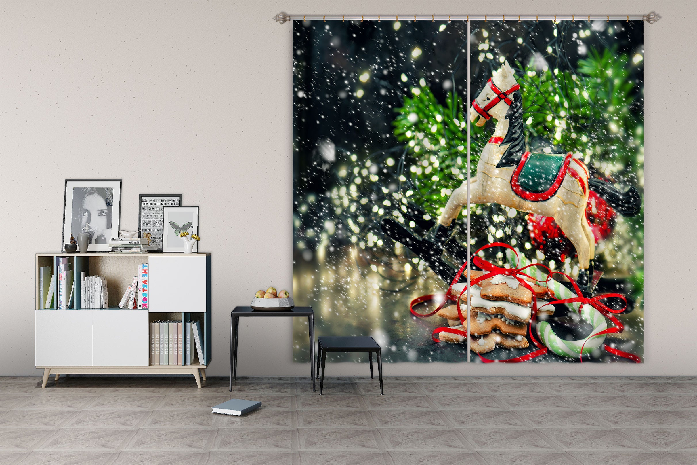 3D Trojan Horse Branches 52025 Christmas Curtains Drapes Xmas