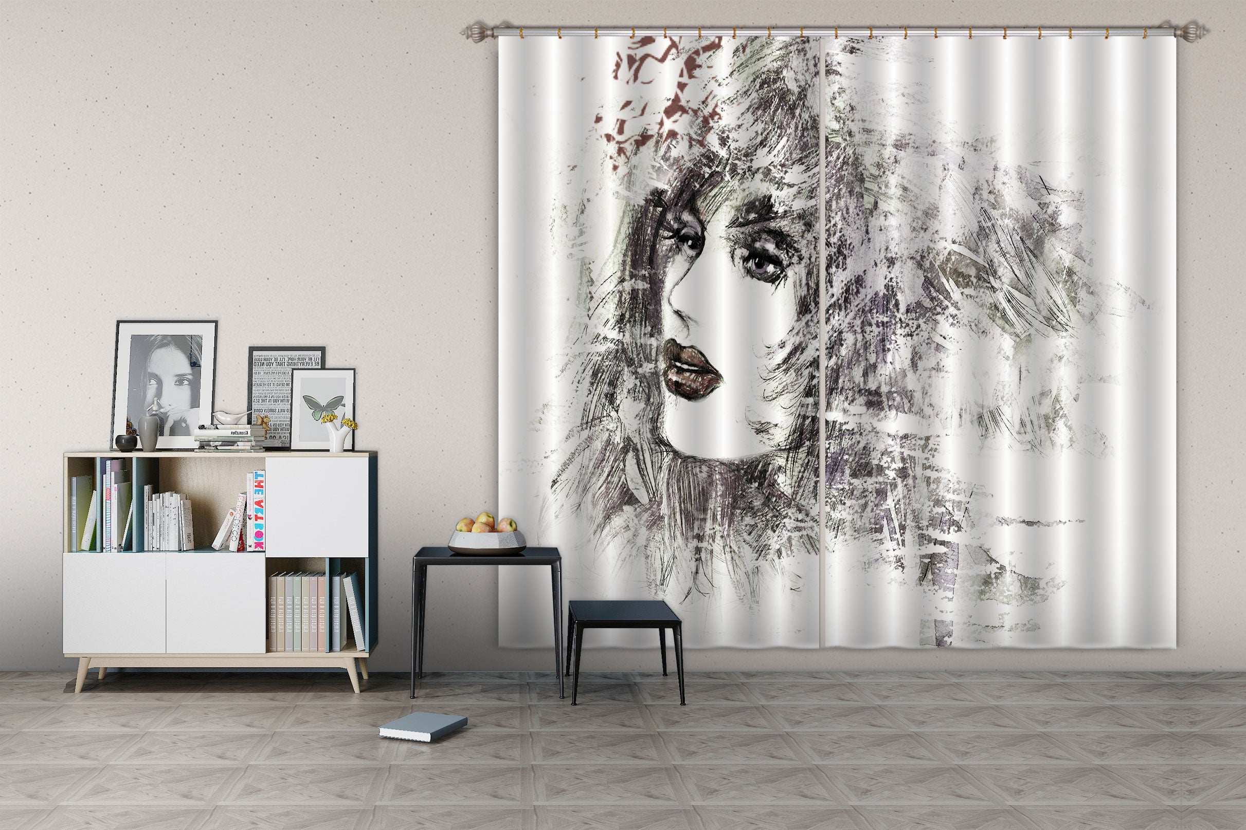 3D Sketch Model 009 Curtains Drapes