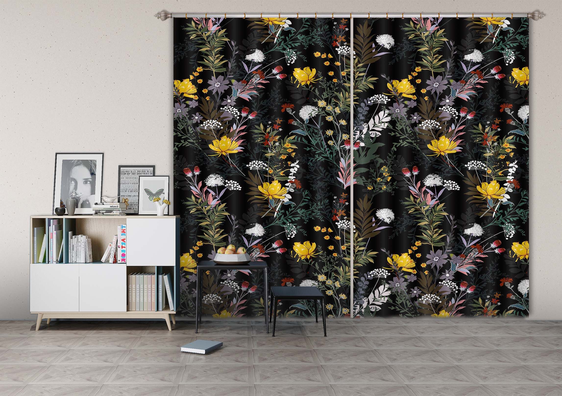 3D Small Yellow Flower 741 Curtains Drapes Wallpaper AJ Wallpaper 