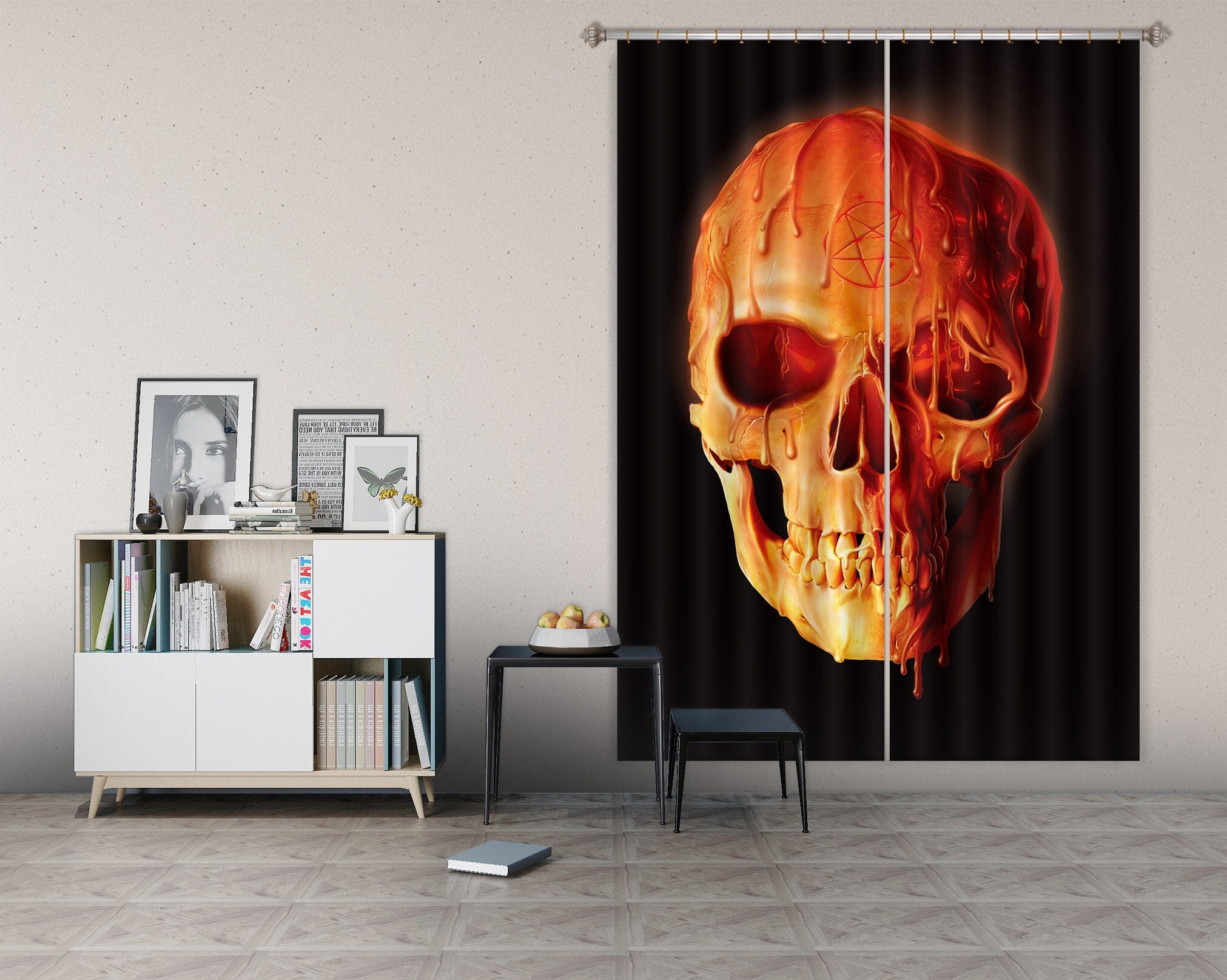 3D Wax Skull 091 Vincent Hie Curtain Curtains Drapes Curtains AJ Creativity Home 