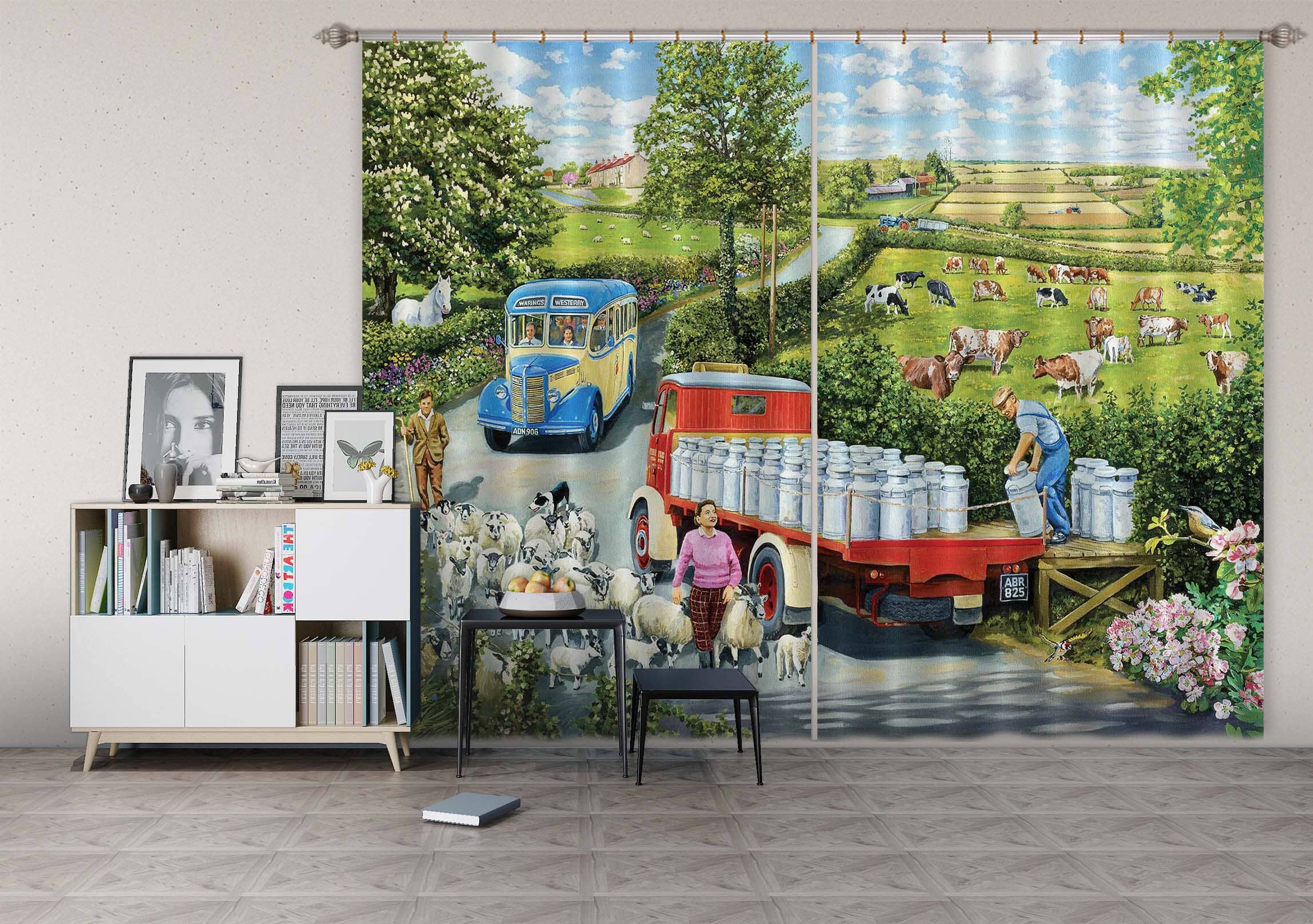 3D The Country Bus 099 Trevor Mitchell Curtain Curtains Drapes Curtains AJ Creativity Home 