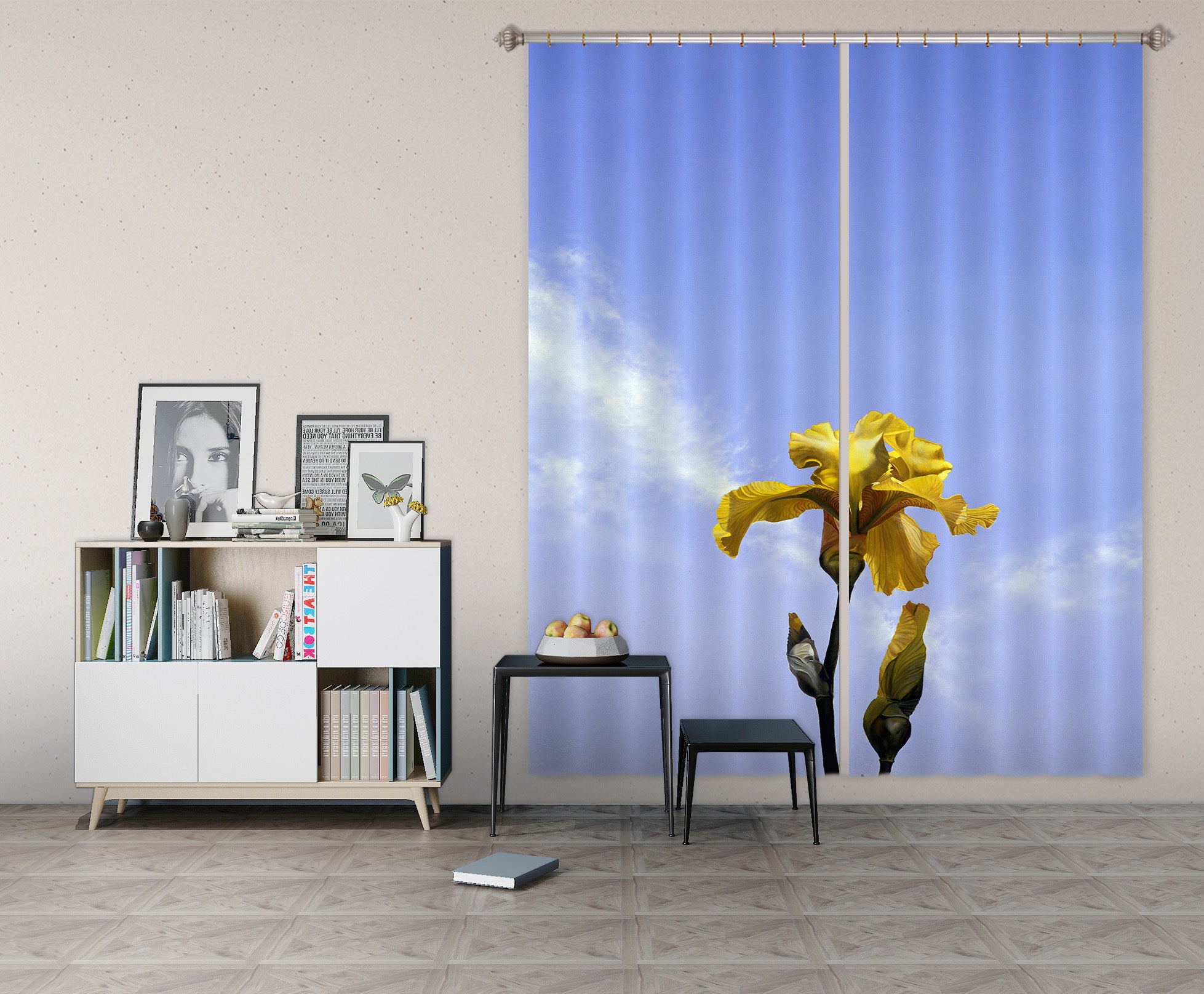 3D Yellow Flower 11034 Matthew Holden Bates Curtain Curtains Drapes
