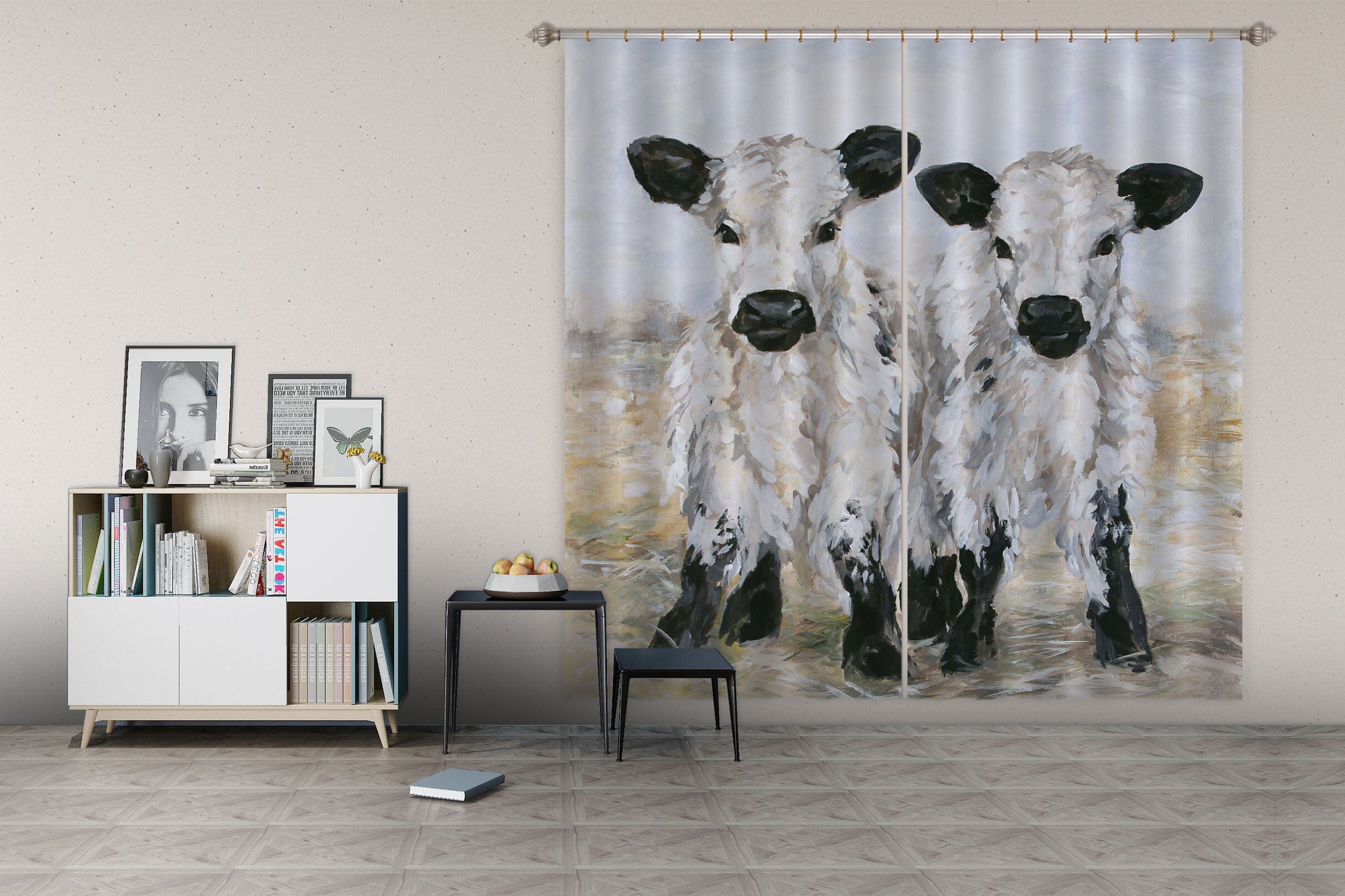 3D Small Cow 048 Debi Coules Curtain Curtains Drapes Curtains AJ Creativity Home 