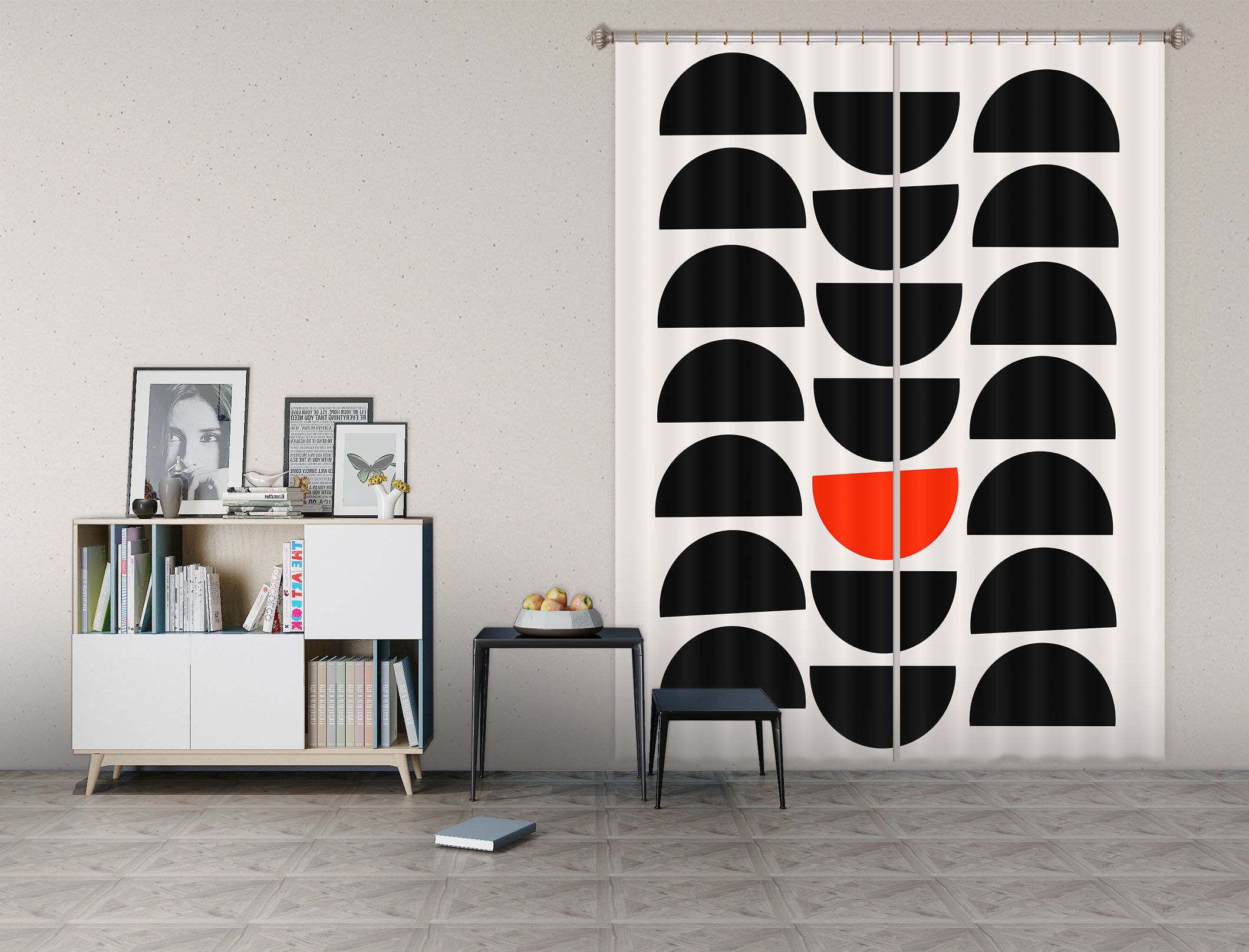 3D Red Circle 1103 Boris Draschoff Curtain Curtains Drapes