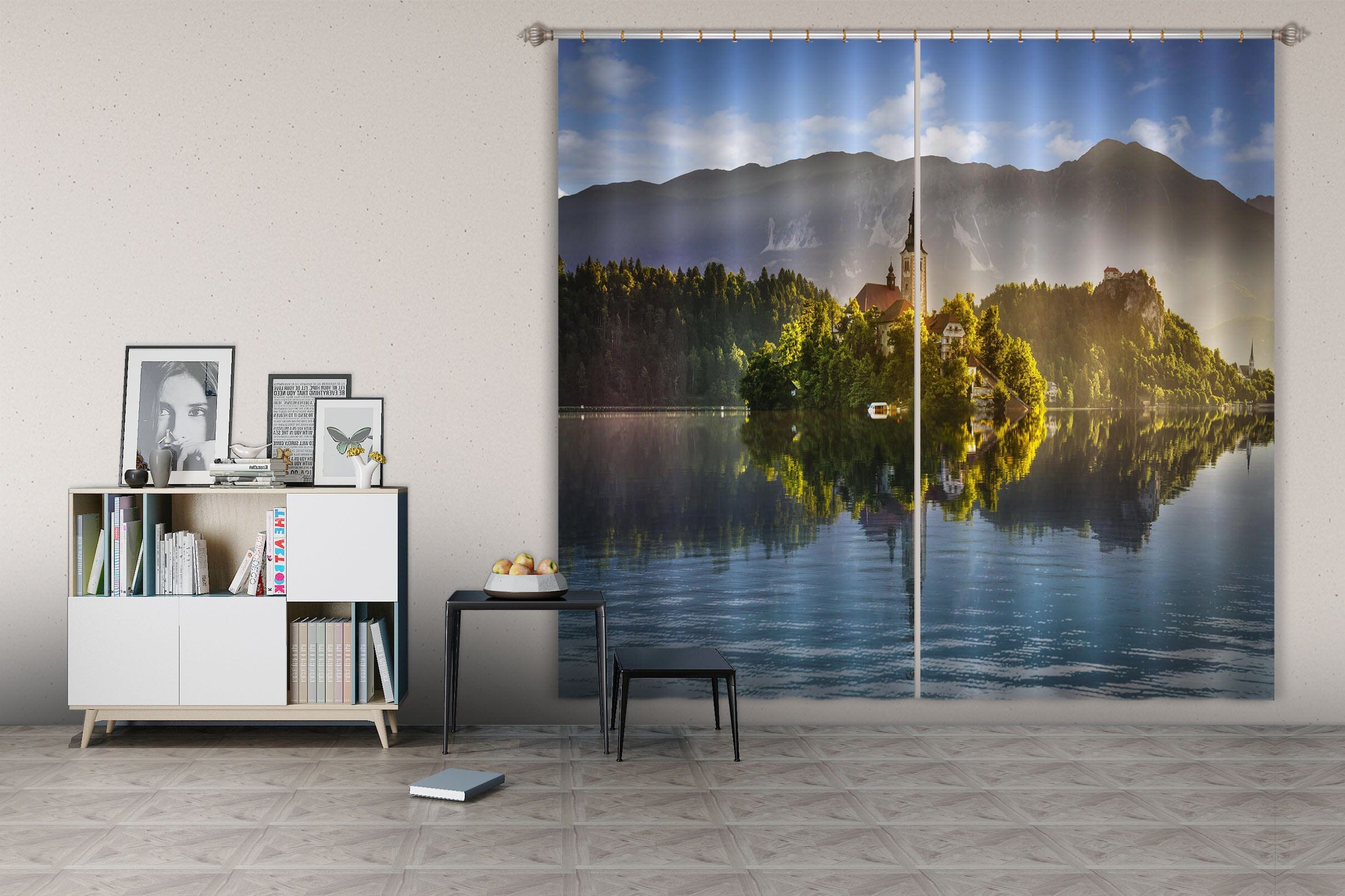3D Forest Lake 053 Marco Carmassi Curtain Curtains Drapes Curtains AJ Creativity Home 