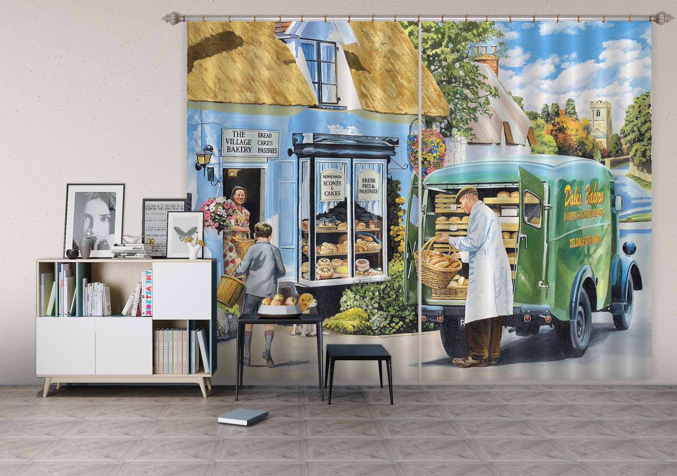 3D The Village Bakery 111 Trevor Mitchell Curtain Curtains Drapes Curtains AJ Creativity Home 