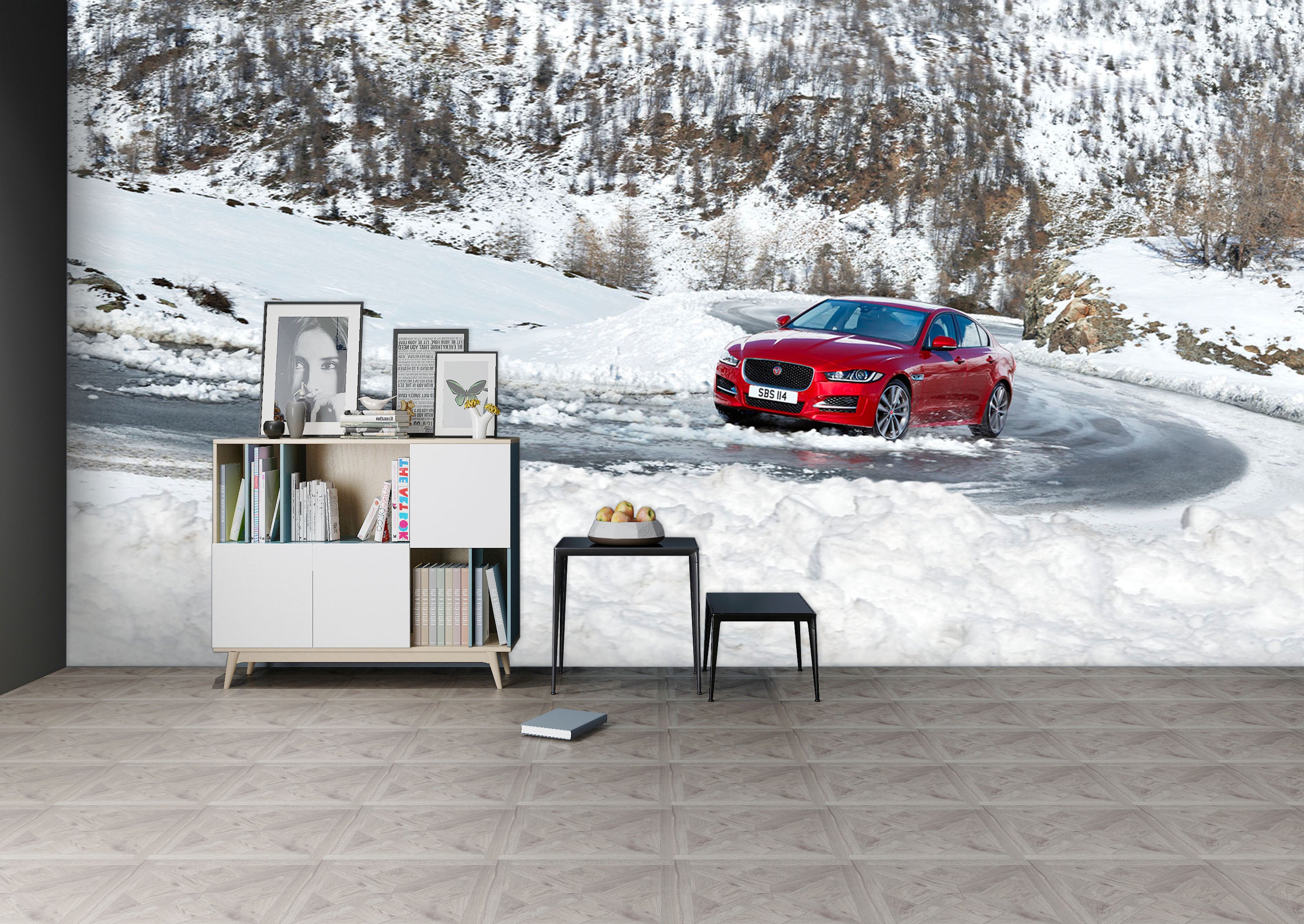 3D White Snow Car 033 Vehicle Wall Murals