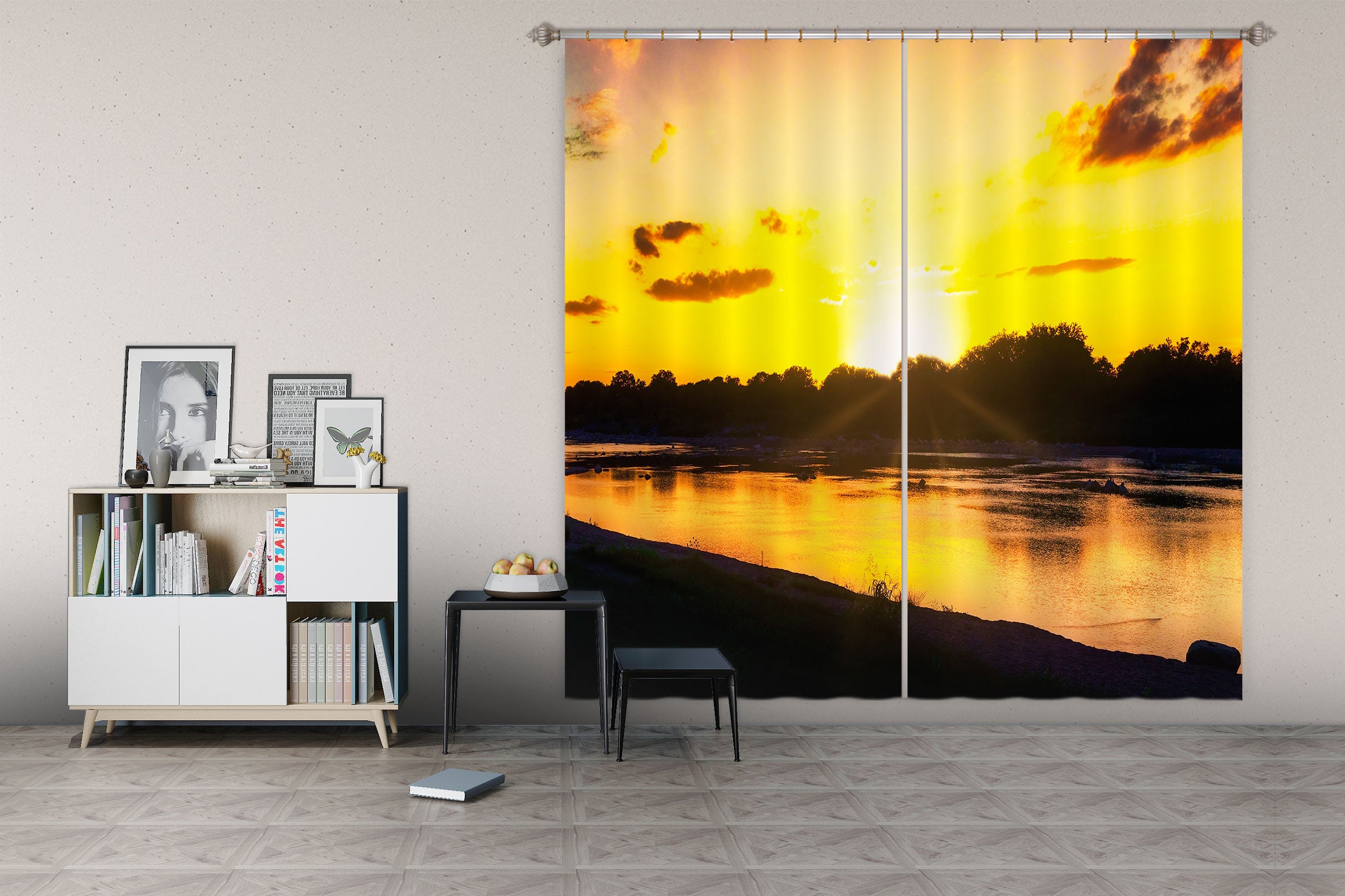 3D Sunset Cloud Lake 5326 Beth Sheridan Curtain Curtains Drapes