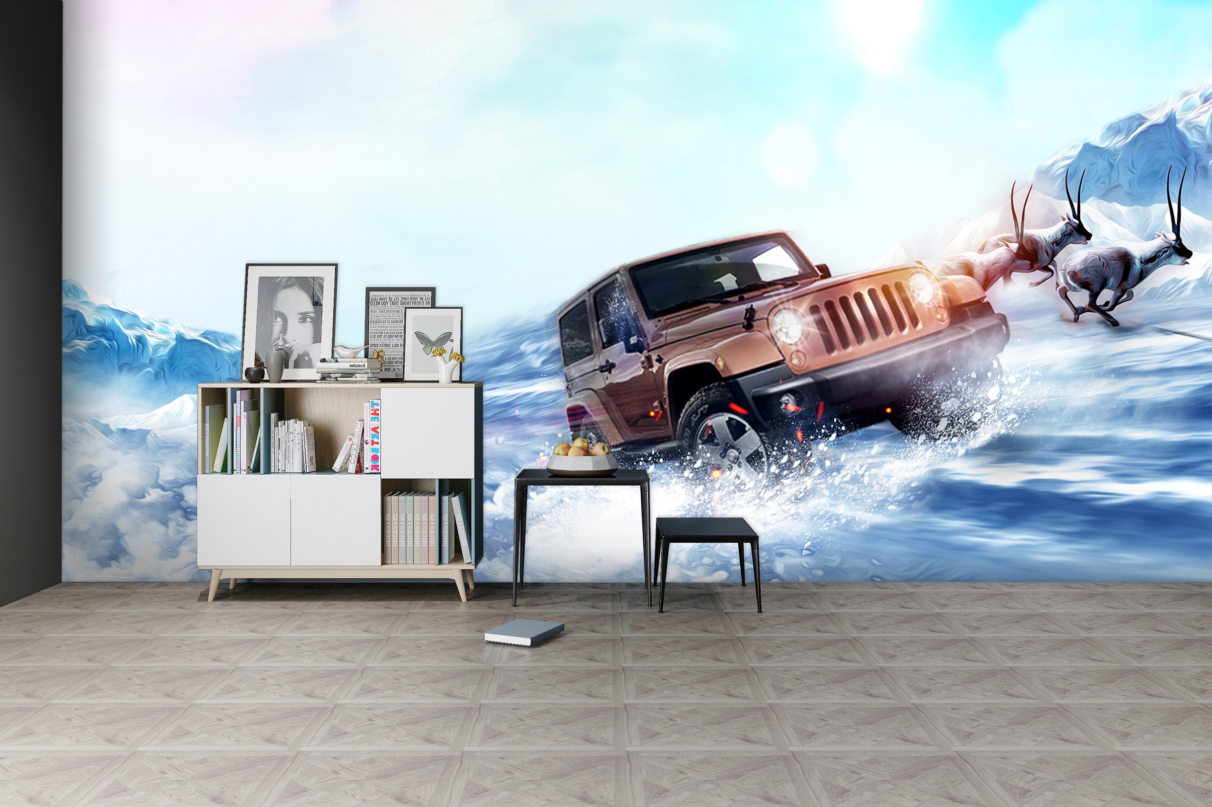 3D Sea Deer Car 290 Vehicle Wall Murals