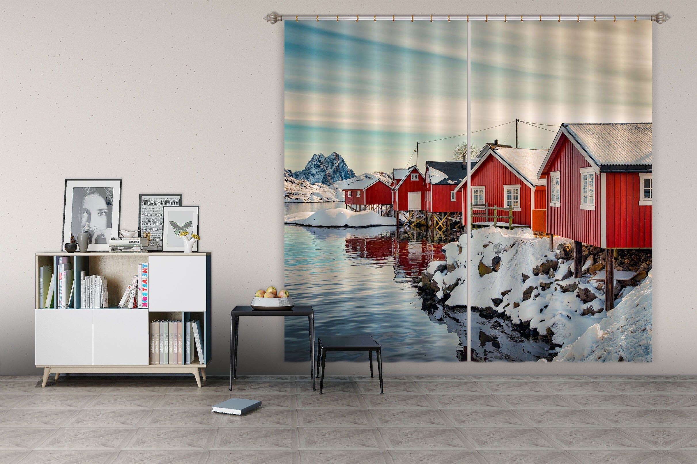 3D Red House 129 Marco Carmassi Curtain Curtains Drapes Curtains AJ Creativity Home 