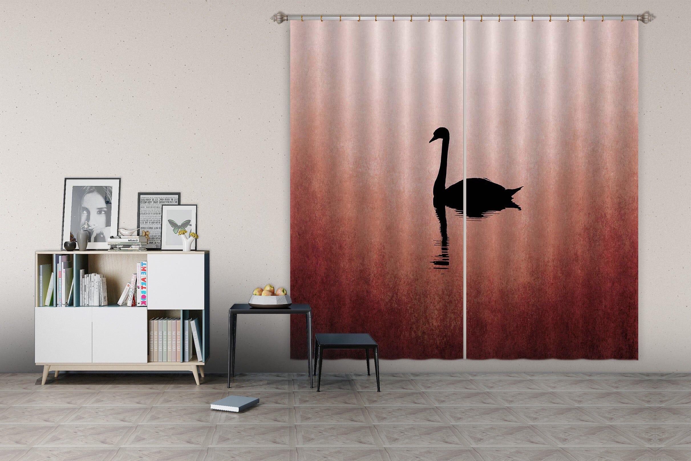 3D Swan Lake 056 Boris Draschoff Curtain Curtains Drapes Curtains AJ Creativity Home 